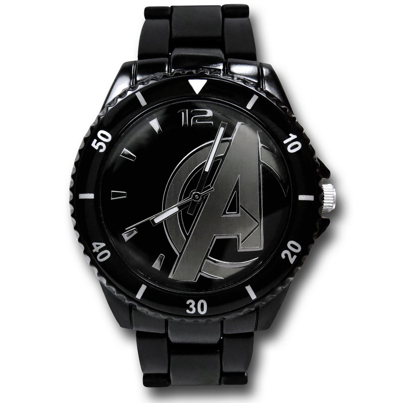 Avengers Symbol Black Watch with Metal Band