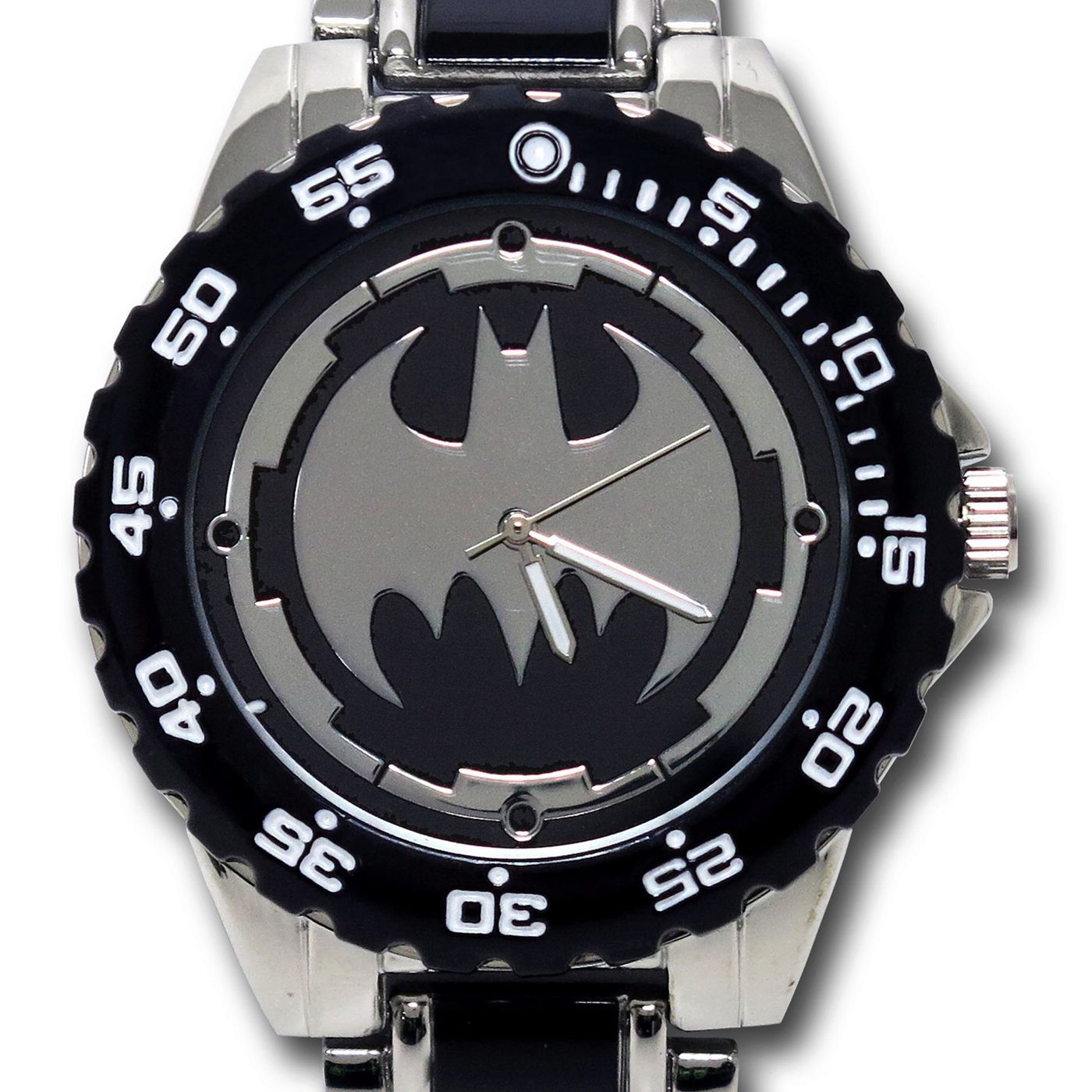 Batman Symbol Silver Tone & Black Watch