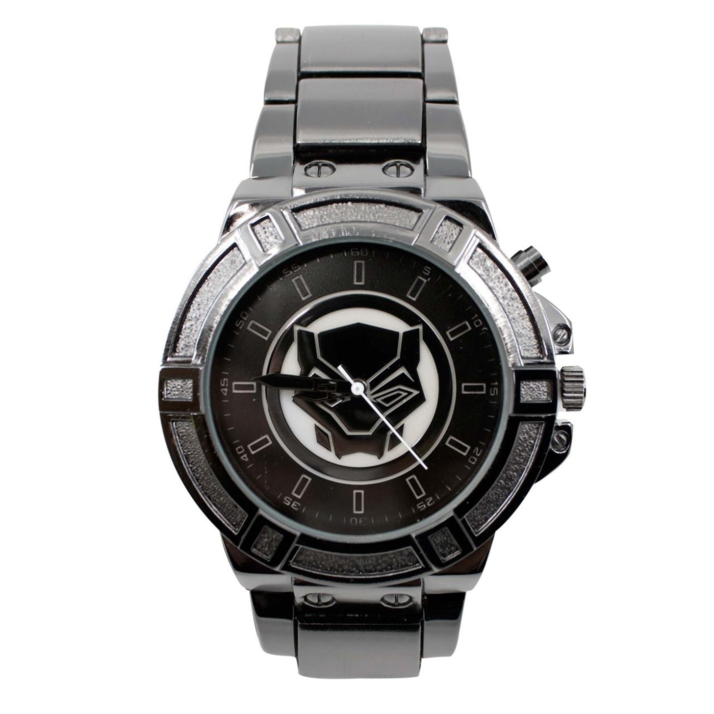 Black Panther Backlight Symbol Watch with Metal Band