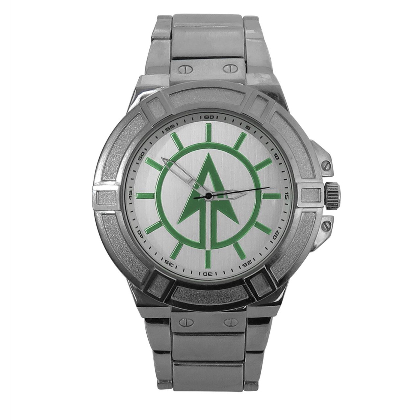 Green Arrow Symbol Watch with Metal Band