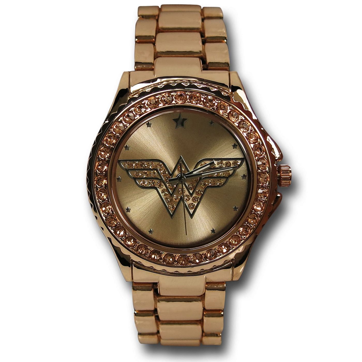 Wonder Woman Symbol Rose Gold Watch with Metal Band