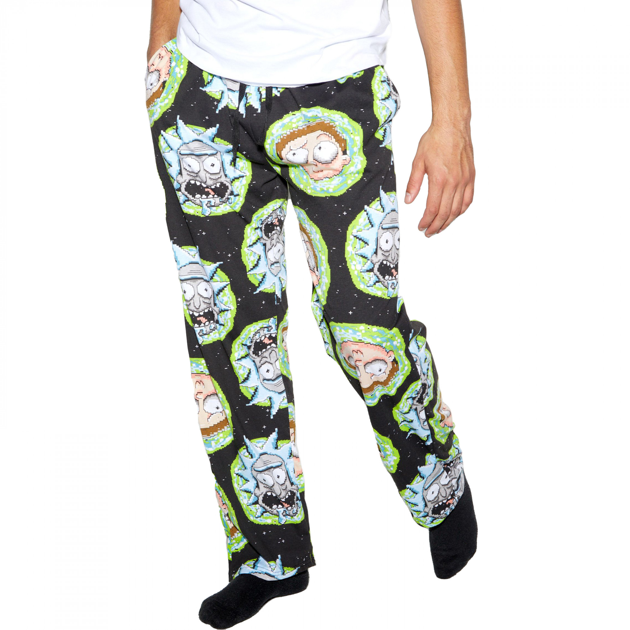 Rick And Morty and Portals Pixelated All Over Print Sleep Pants