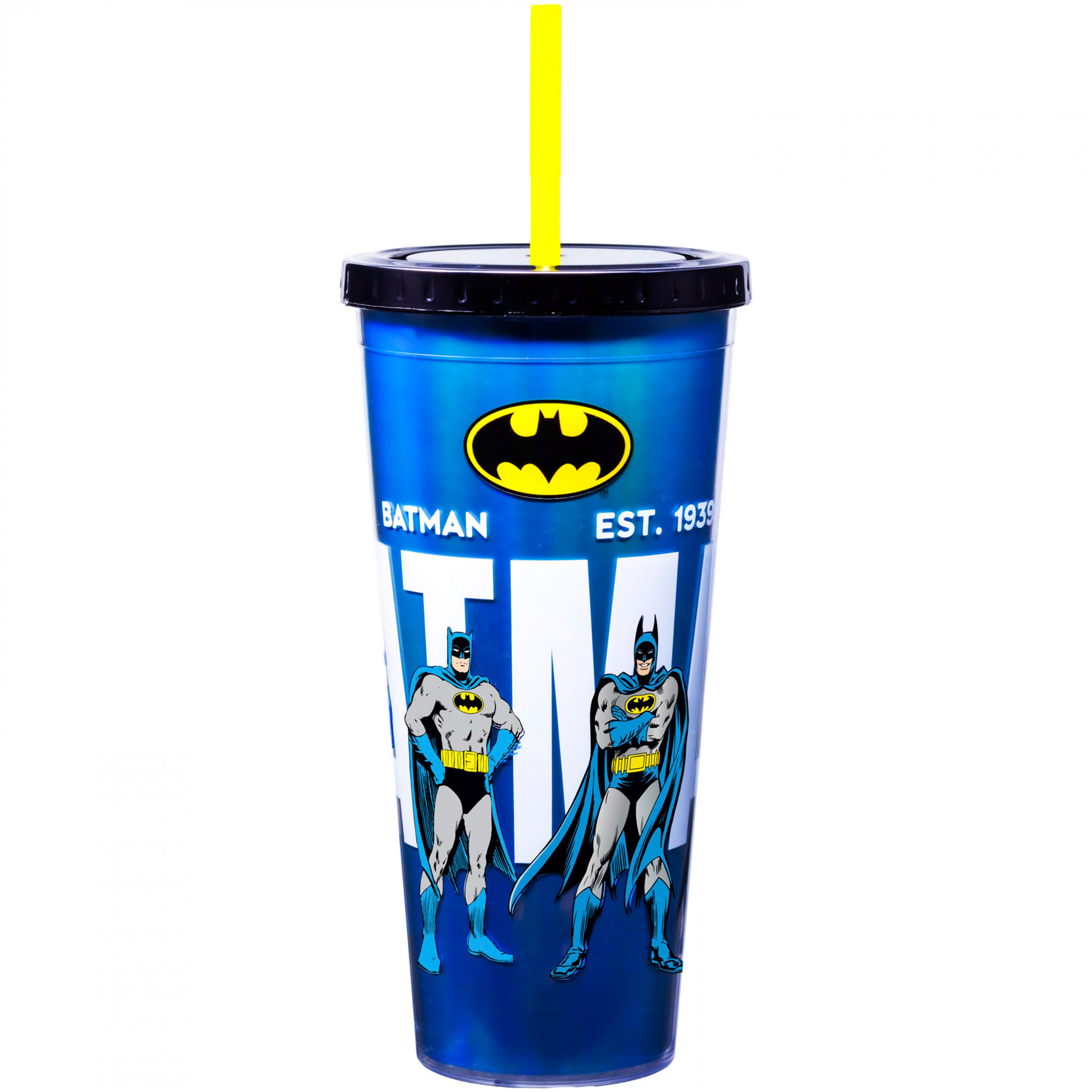 Batman Comic Poses Foil Travel Mug with Straw