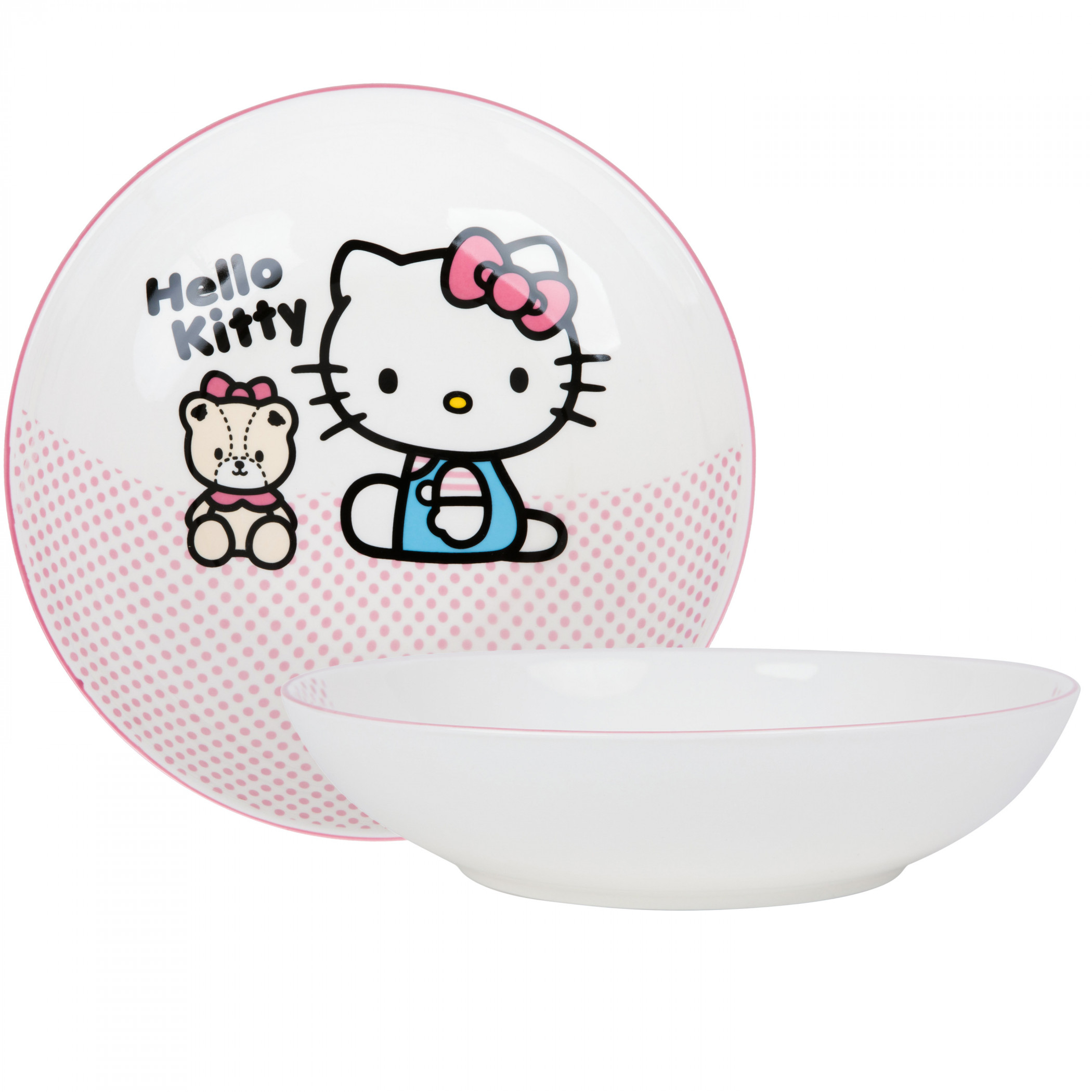 Hello Kitty and Teddy Bear Ceramic 9in Dinner Bowl