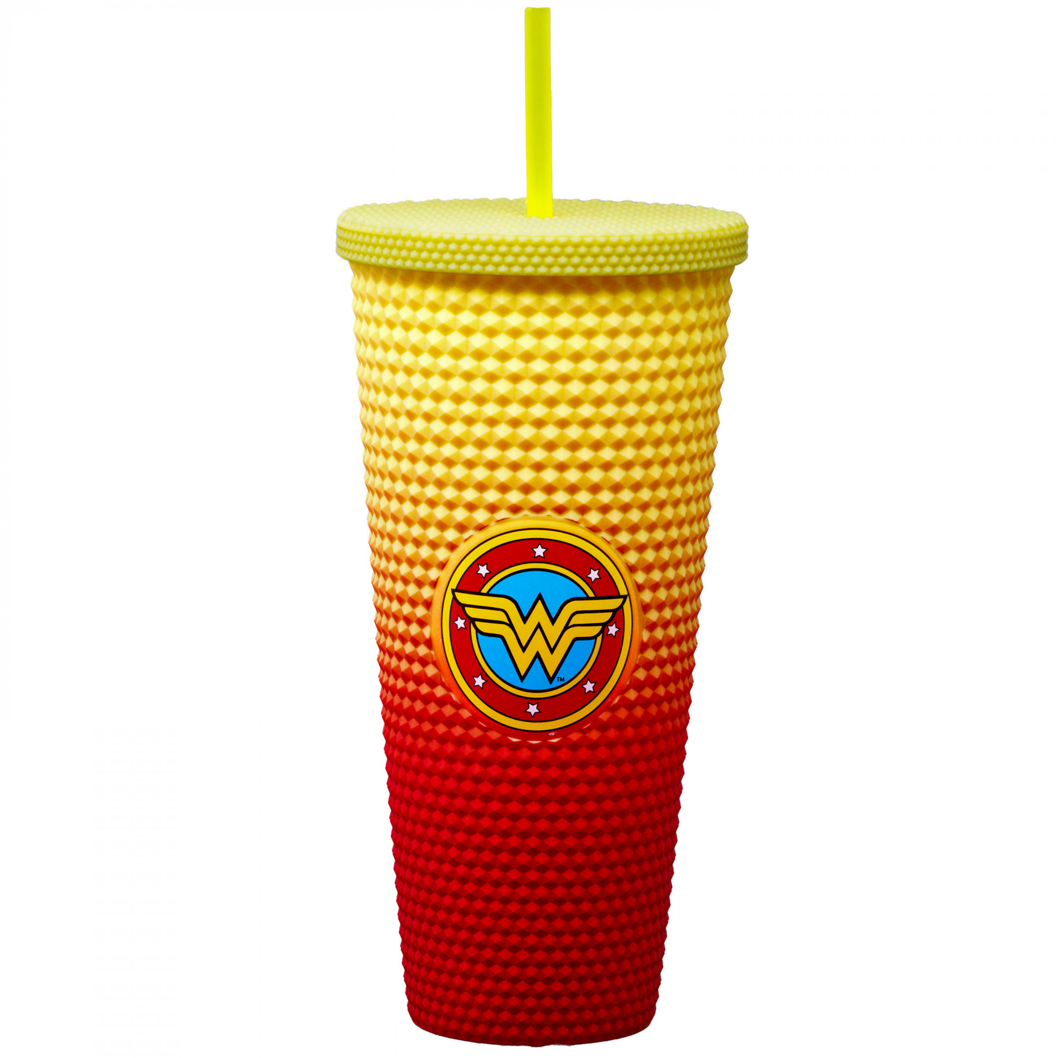 Wonder Woman Classic Logo Studded Travel Mug with Straw