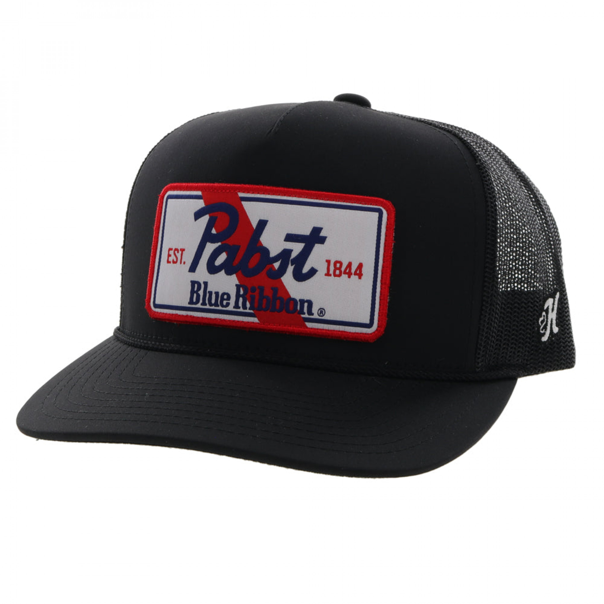 Pabst Blue Ribbon Embroidered Patch Snapback Hybrid Bill Trucker Hat