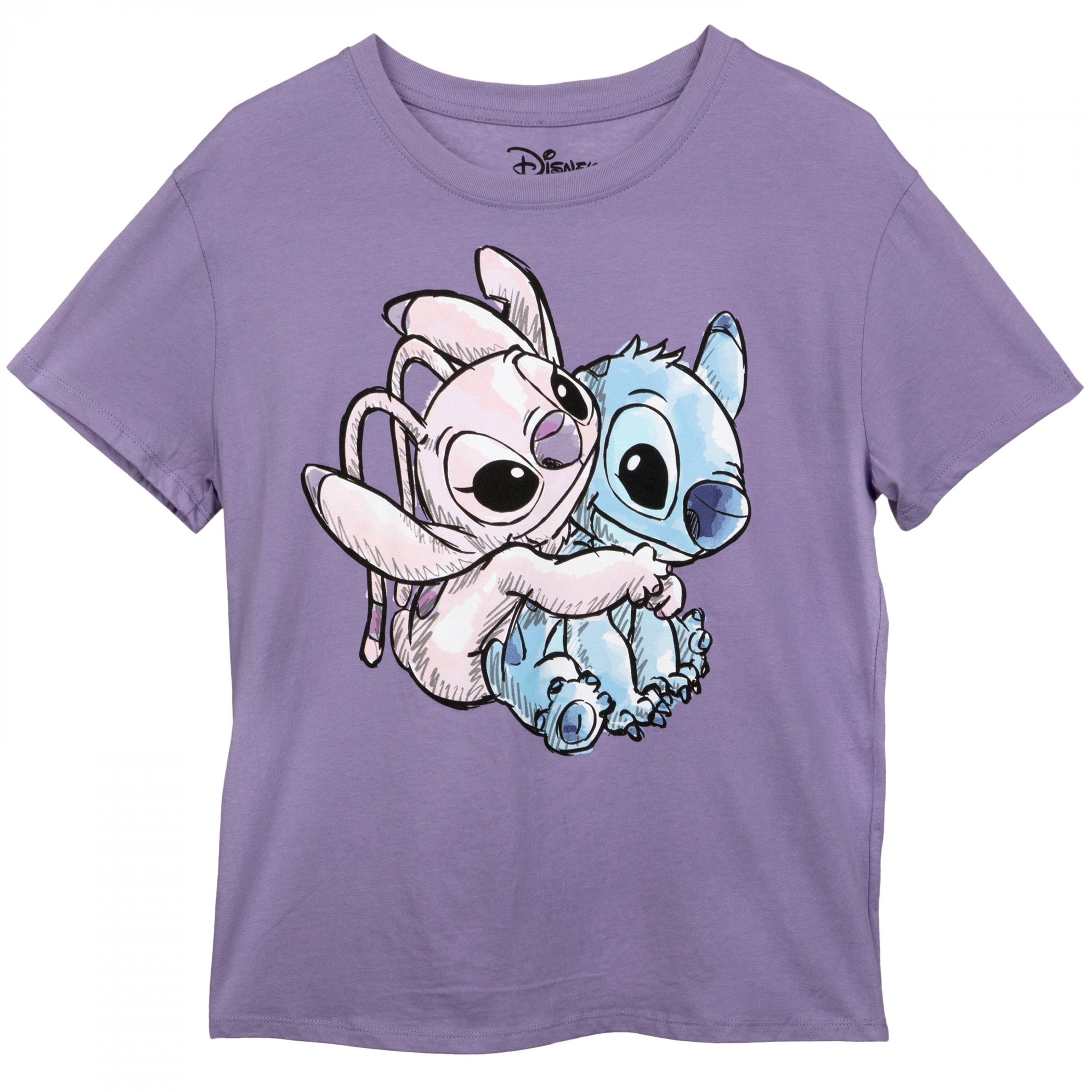 Disney Stitch and Angel Doodle Hug Junior's T-Shirt