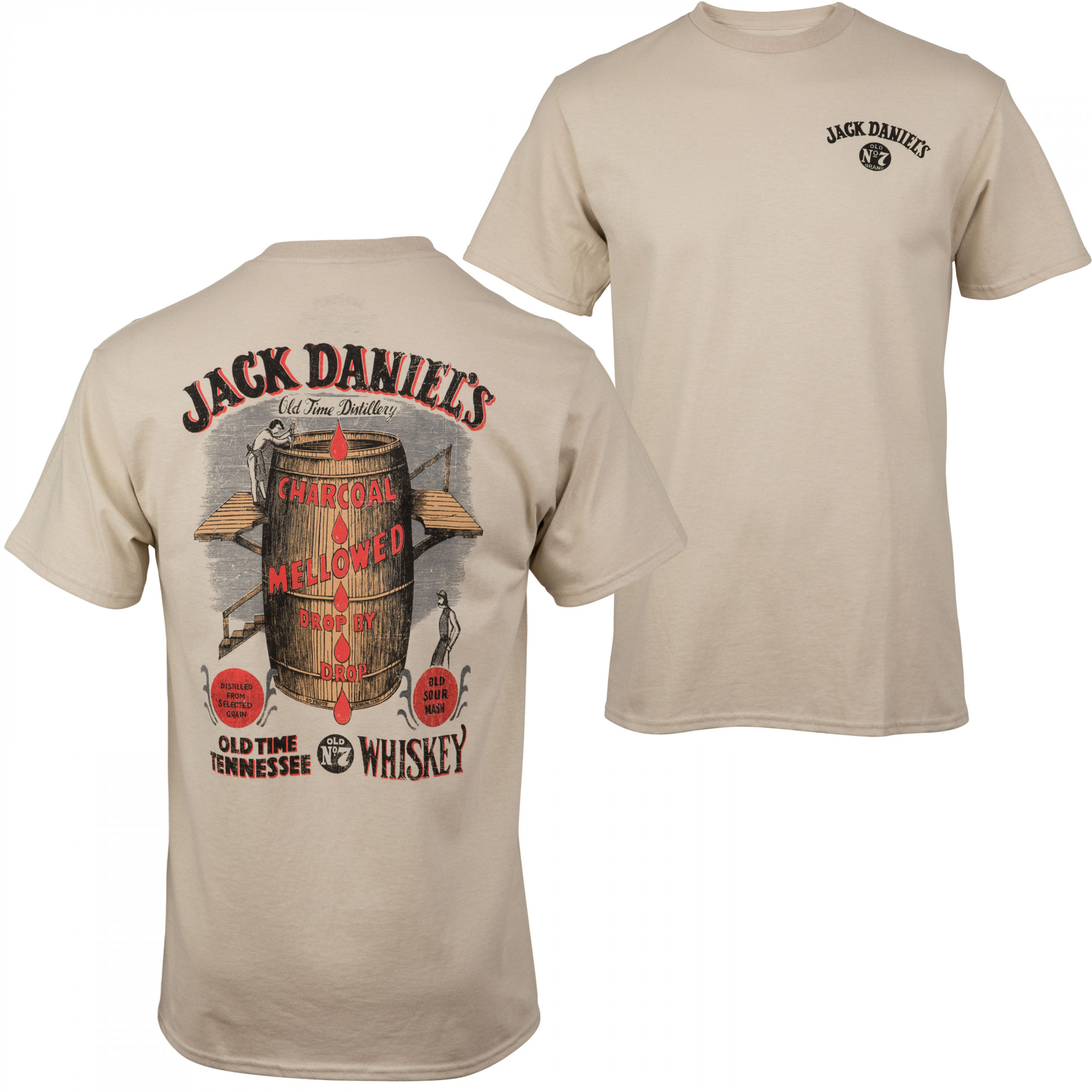 Jack Daniel's Whisky Barrel Front and Back Print T-Shirt