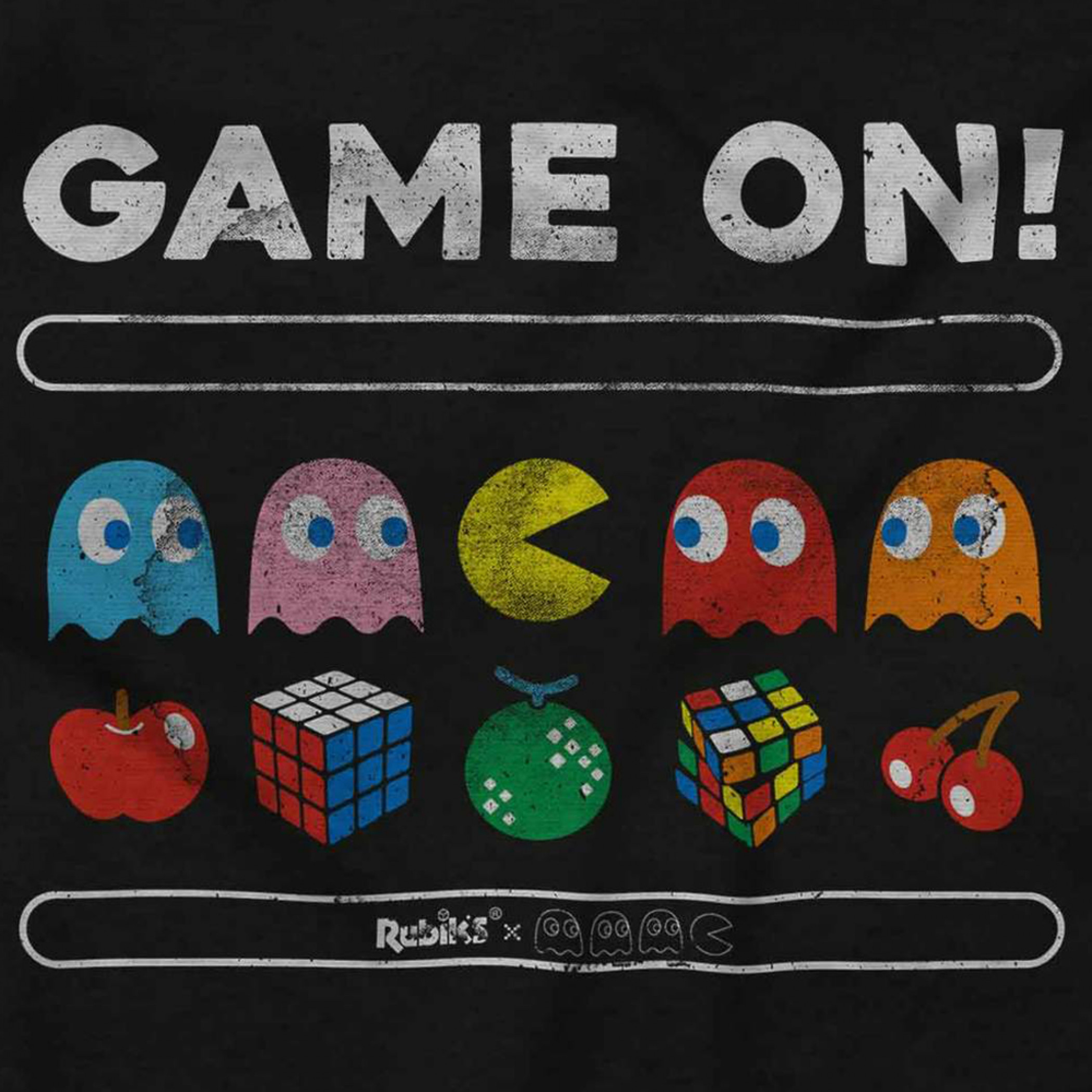 Pac-Man Game On Characters and Fruit Logo T-Shirt