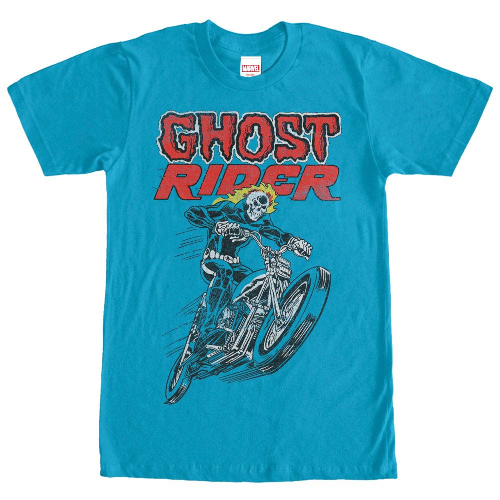 Ghost Rider Hot Head Blue Mens T-Shirt