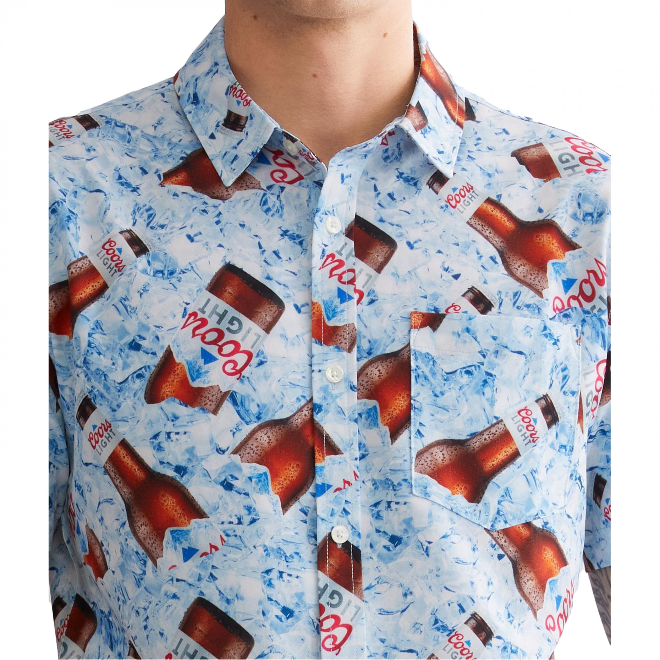 Coors Light Bottles In Ice Button Down Performance Shirt