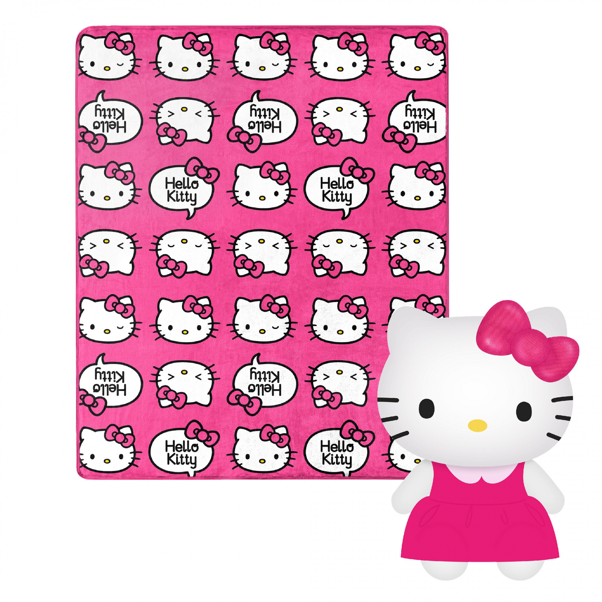 Hello Kitty Symbols 40 X 50 Silk Touch with Plush Hugger