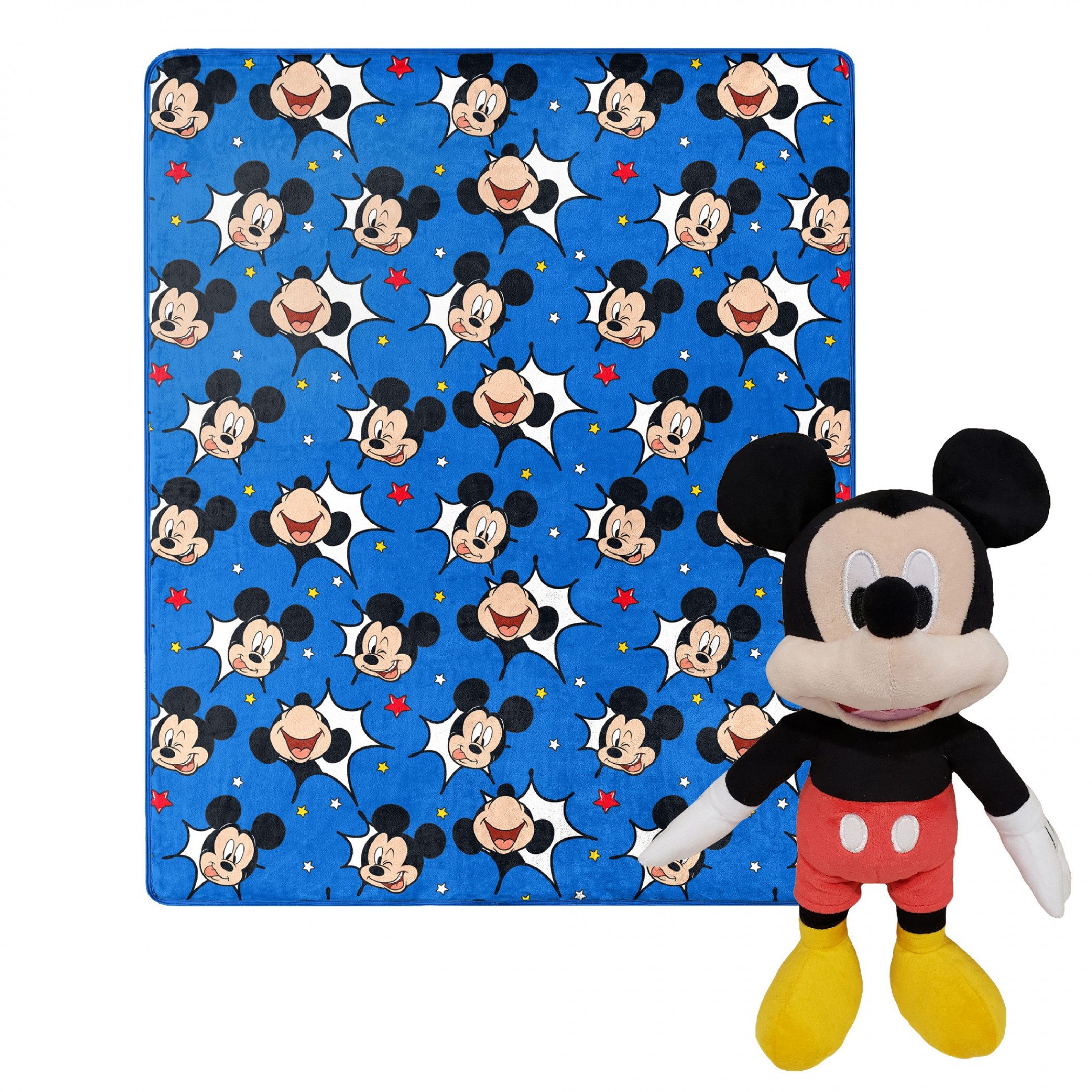 Disney Mickey Mouse Faces 40 X 50 Silk Touch with Plush Hugger