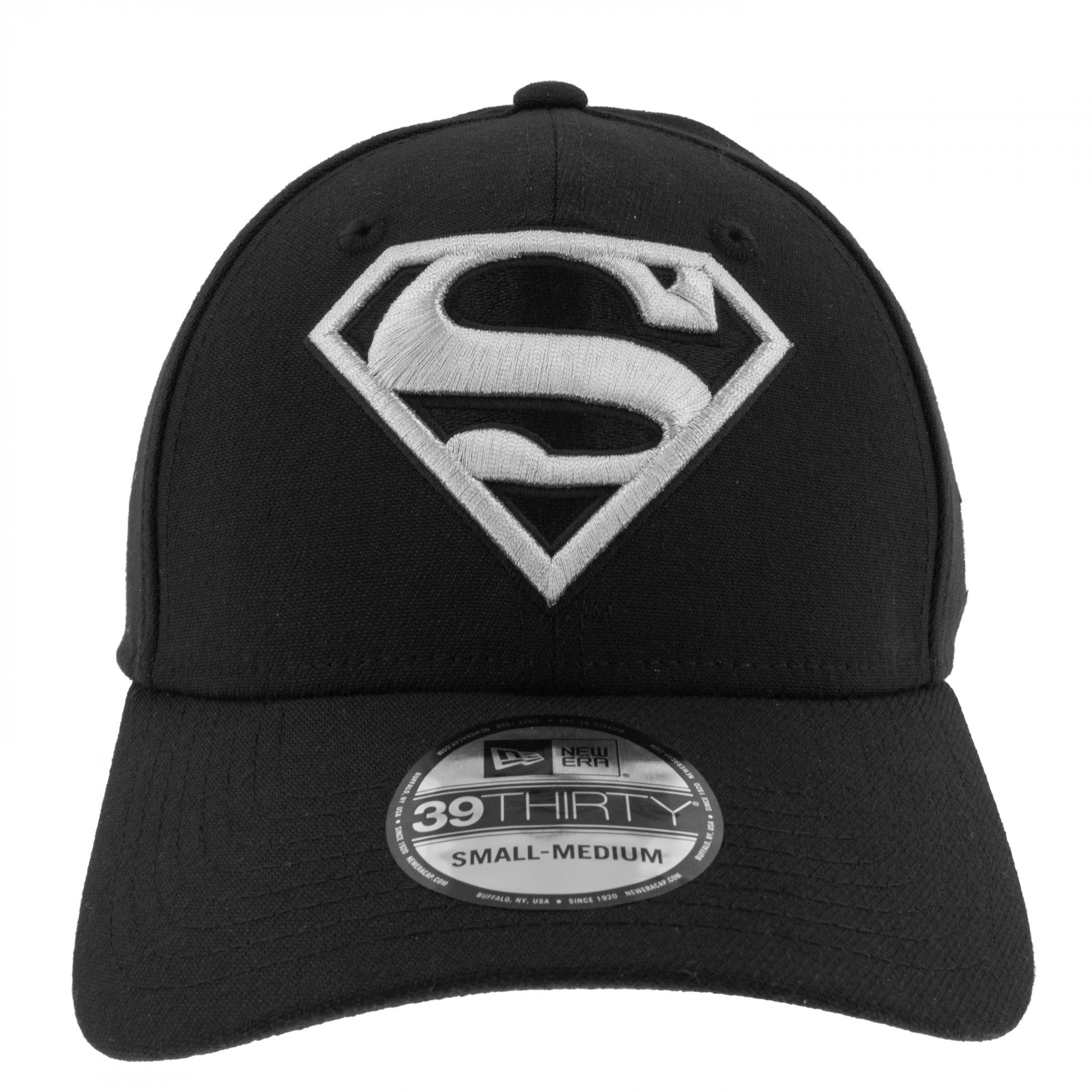 Superman Silver Logo New Era 39Thirty Fitted Hat