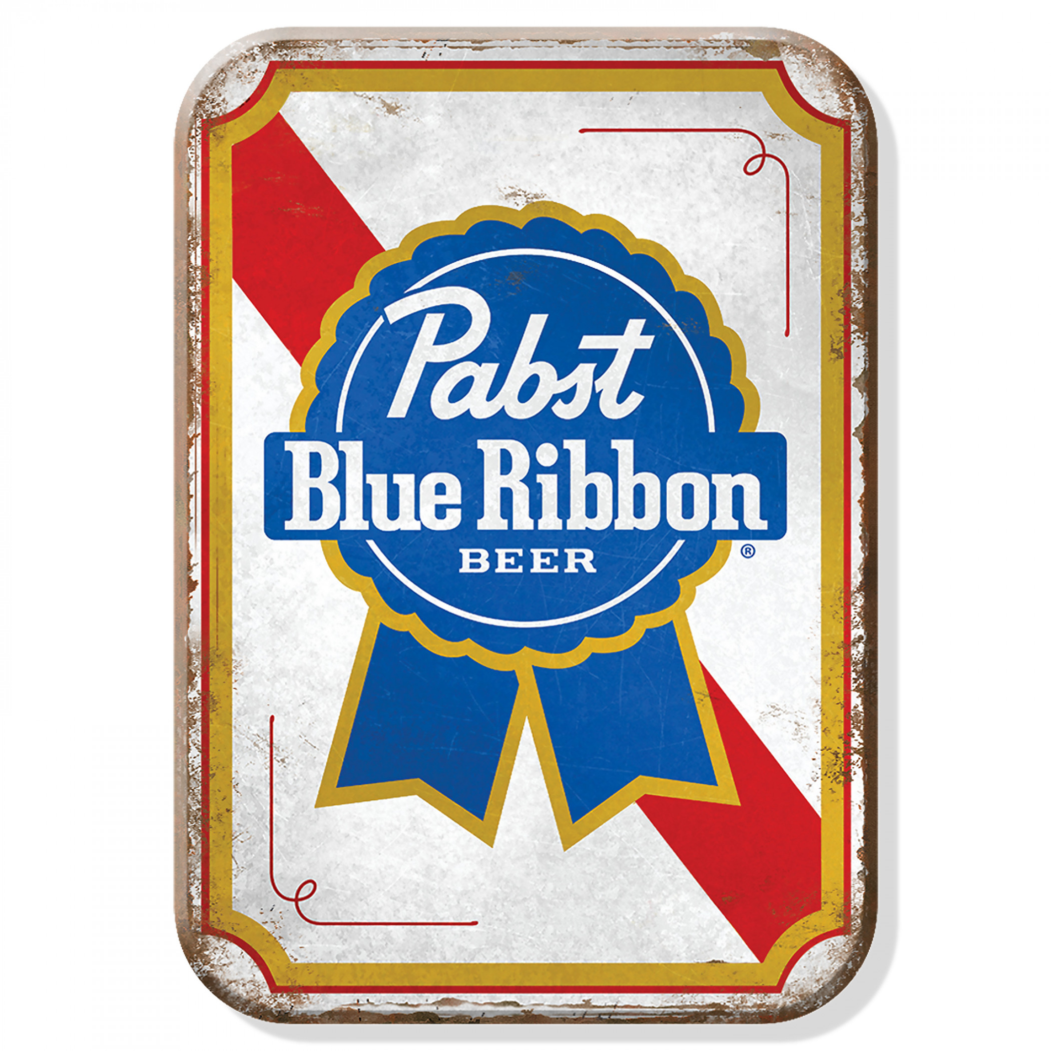 Pabst Blue Ribbon Worn Logo Tin Magnet