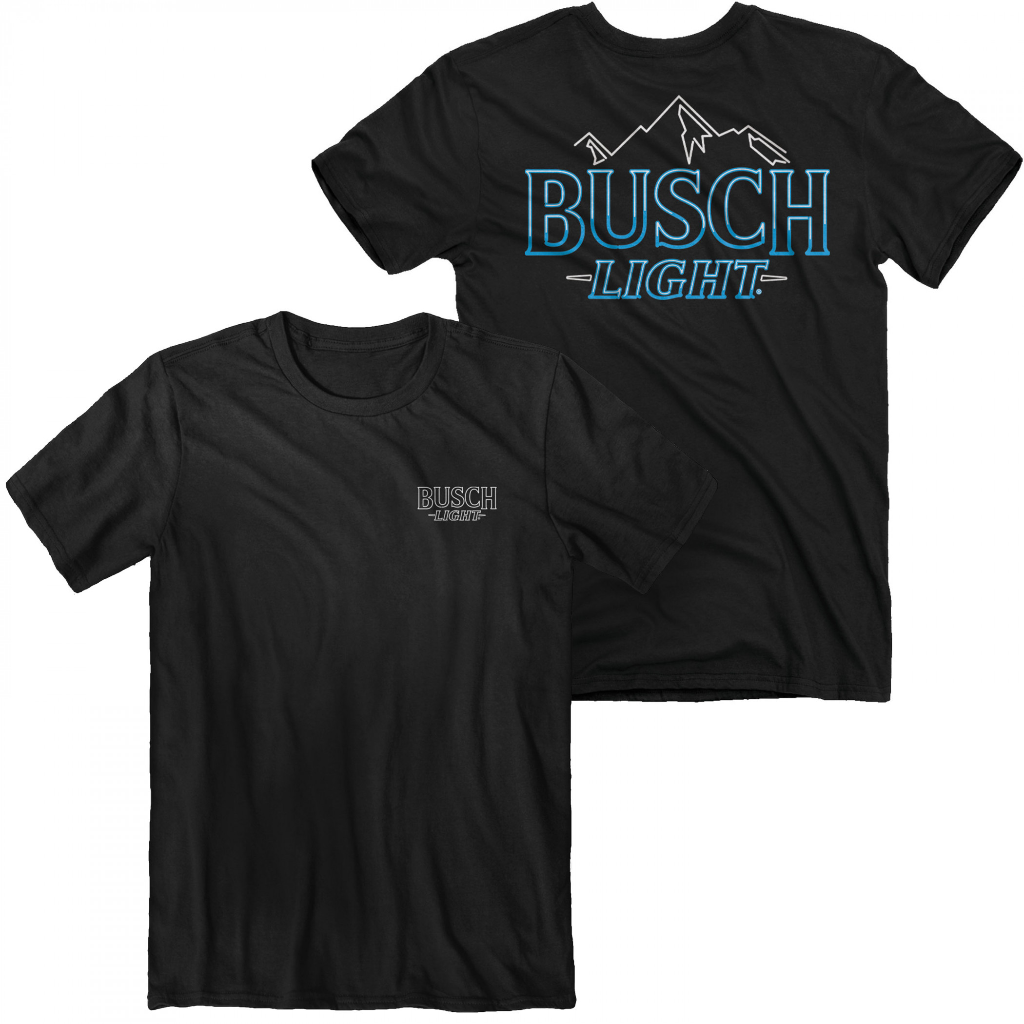 Busch Light Neon Sign Logo Front and Back Print T-Shirt