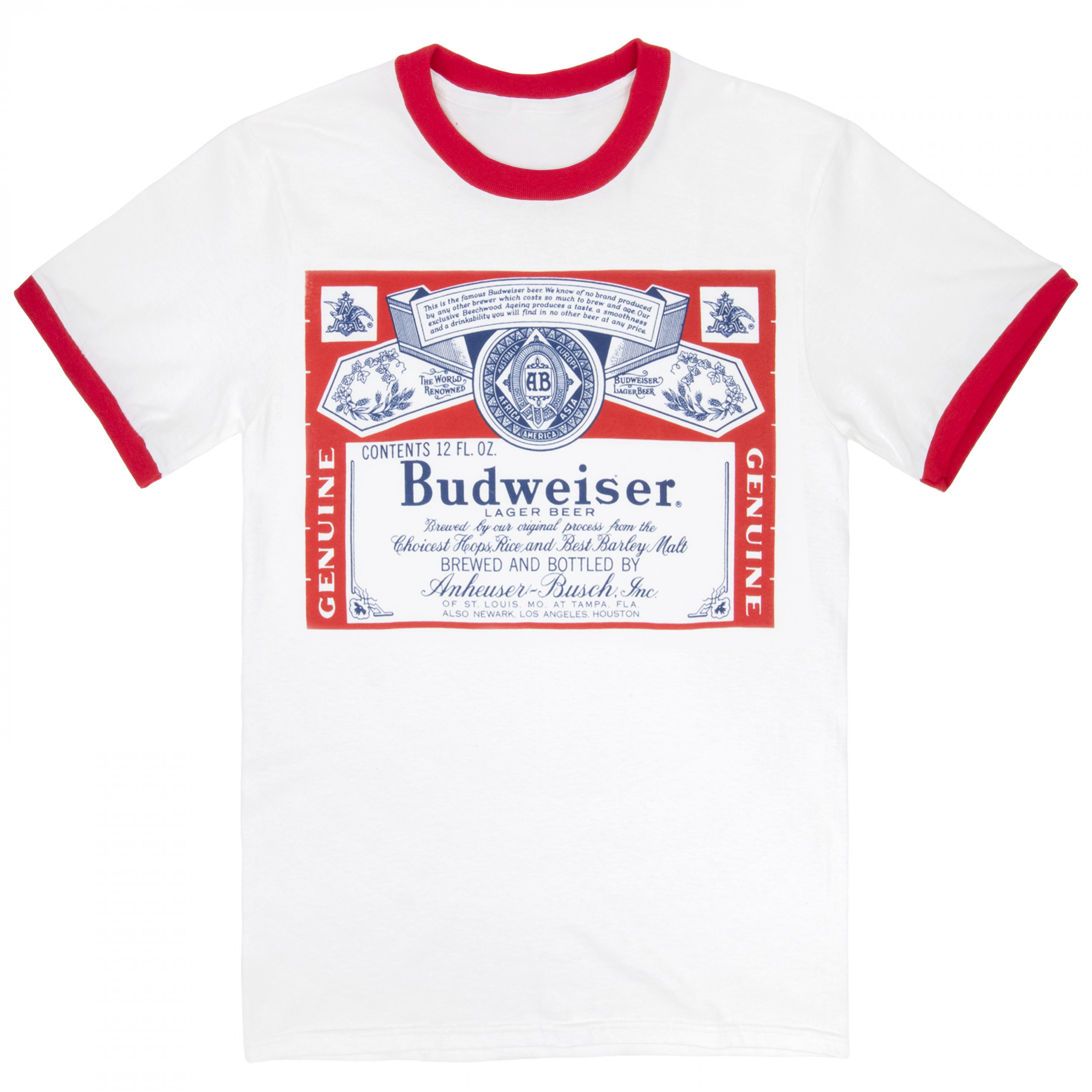 Budweiser White Ringer Tee Shirt - WearYourBeer