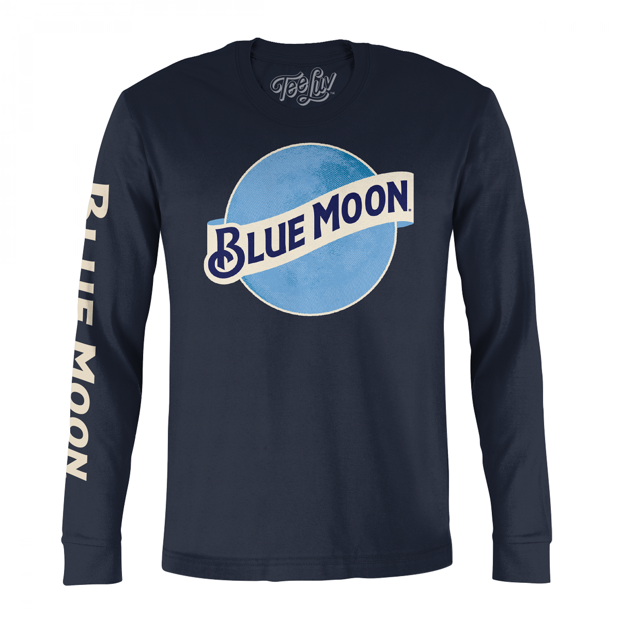 Blue Moon Logo Sleeve Print Navy Blue Long Sleeve Shirt