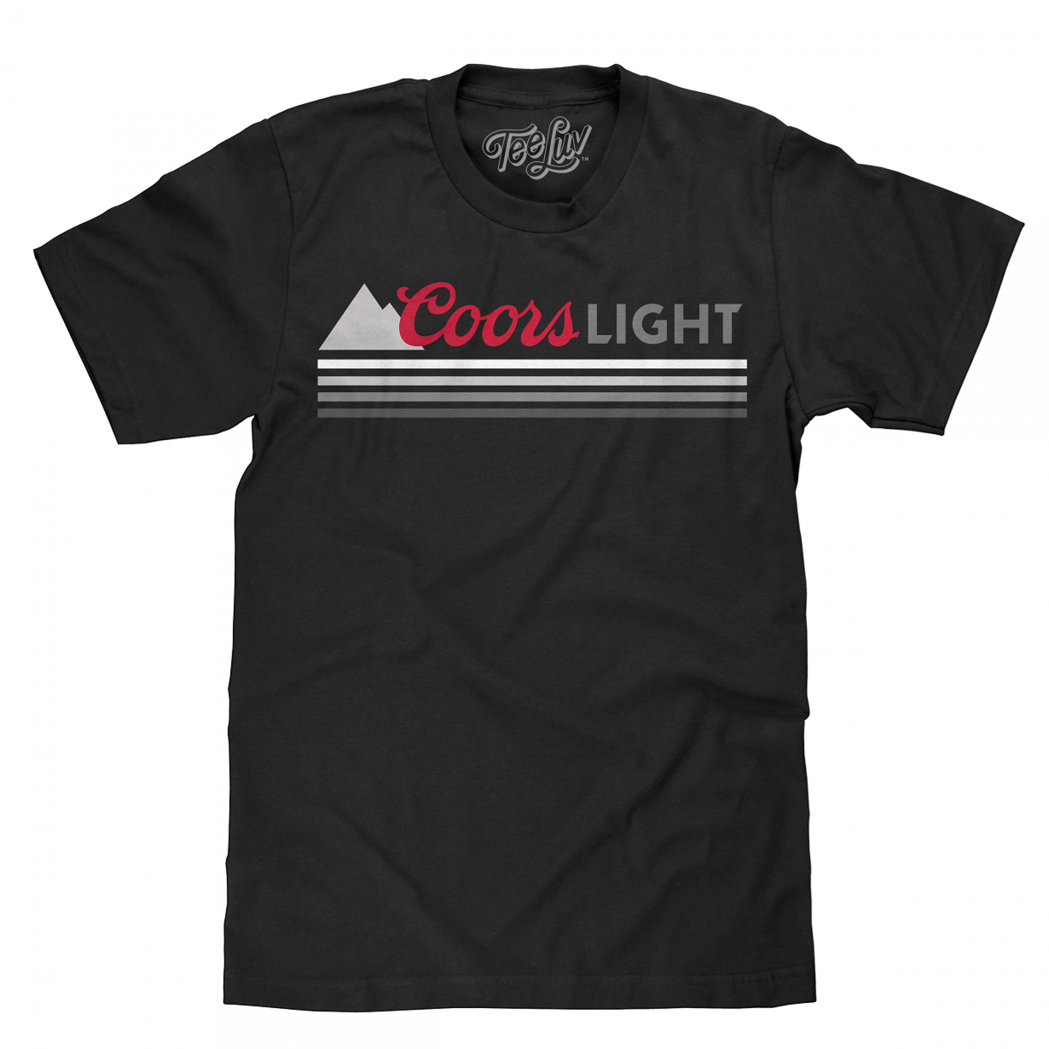 Coors Light Striped Mountain Logo Black T-Shirt