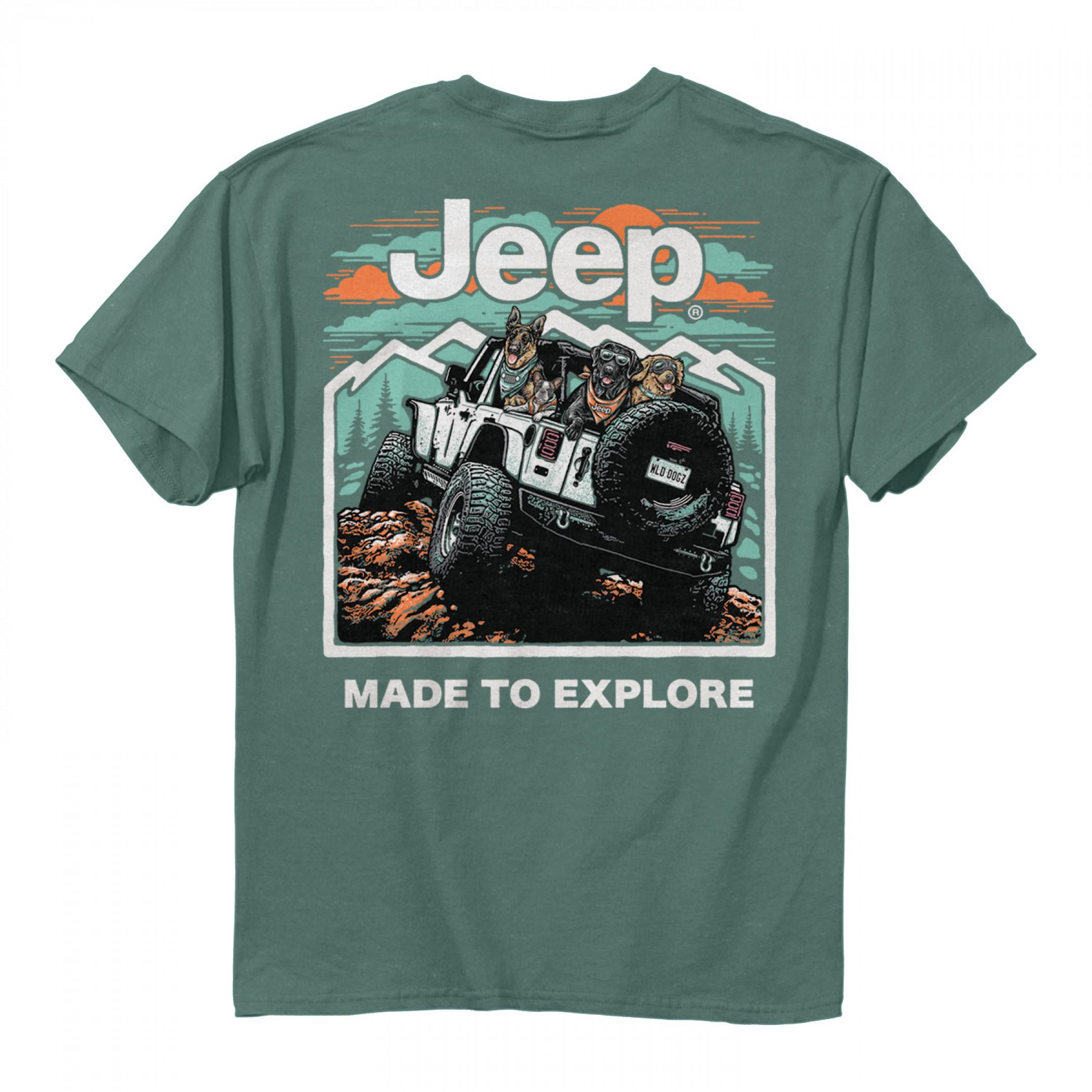 Jeep Made to Explore Front and Back Print Pigment Dyed T-Shirt