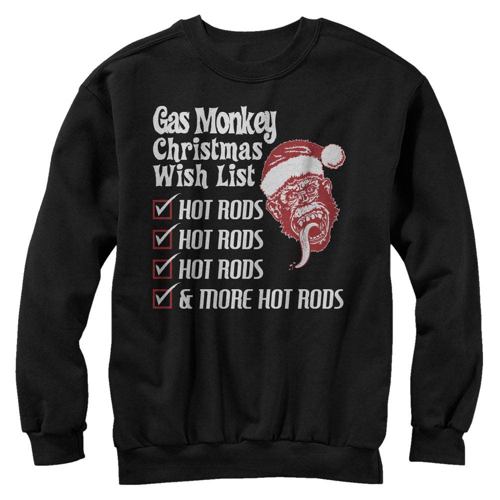 Gas Monkey Garage Monkey Christmas List Black Long Sleeve T-Shirt