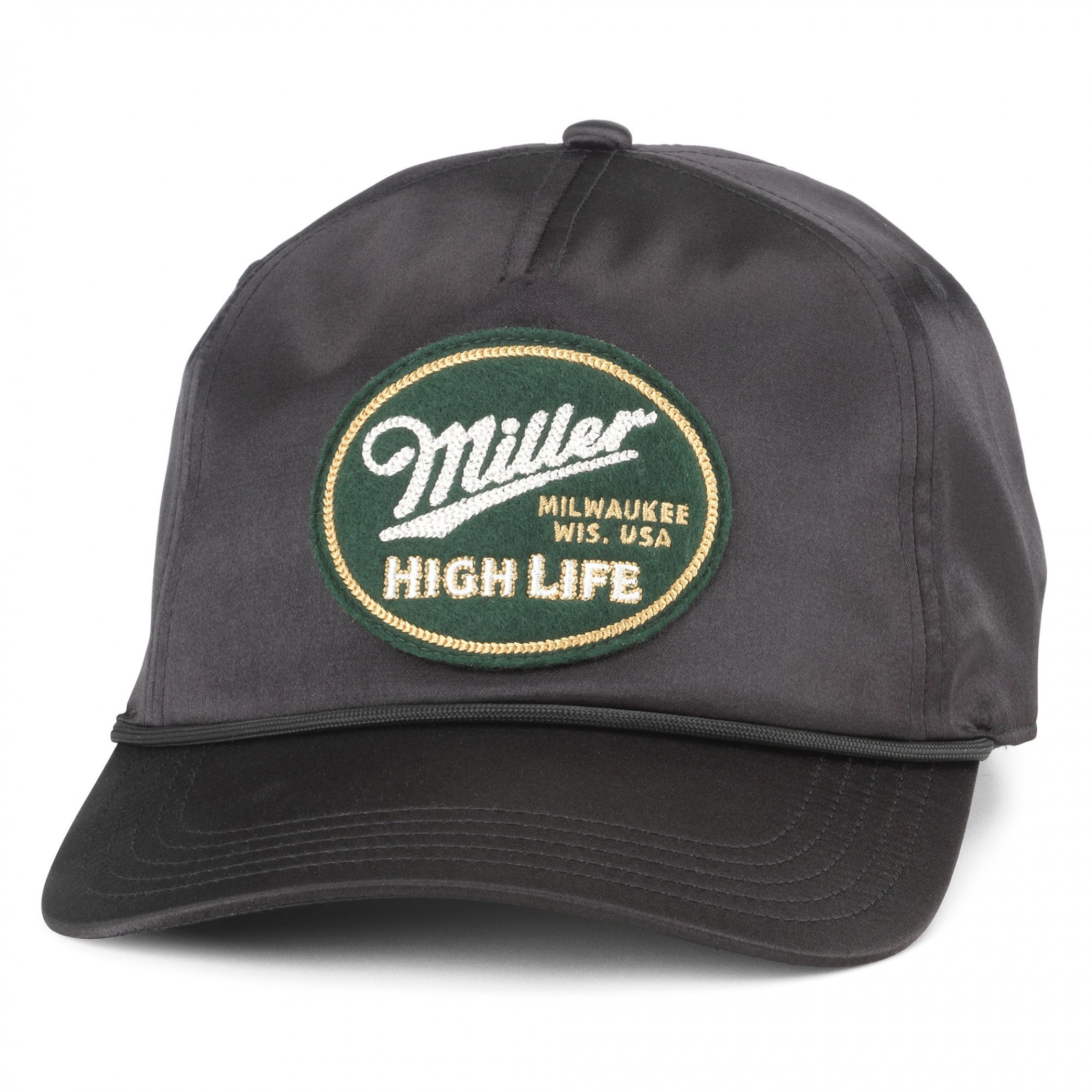 Miller High Life Patch Black Colorway Adjustable Rope Hat