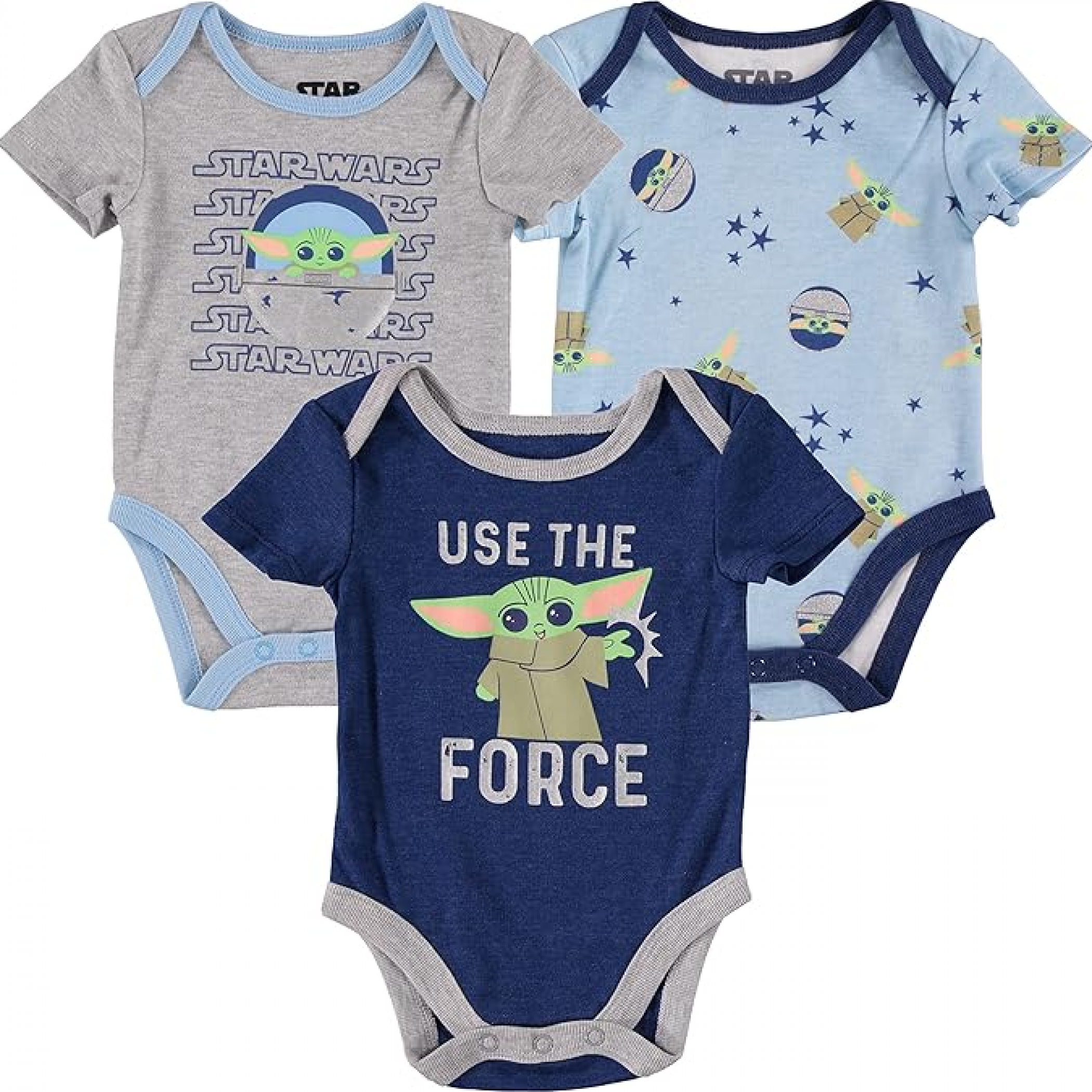 Star Wars Disney Grogu Infant Short Sleeve Bodysuits 3-Pack