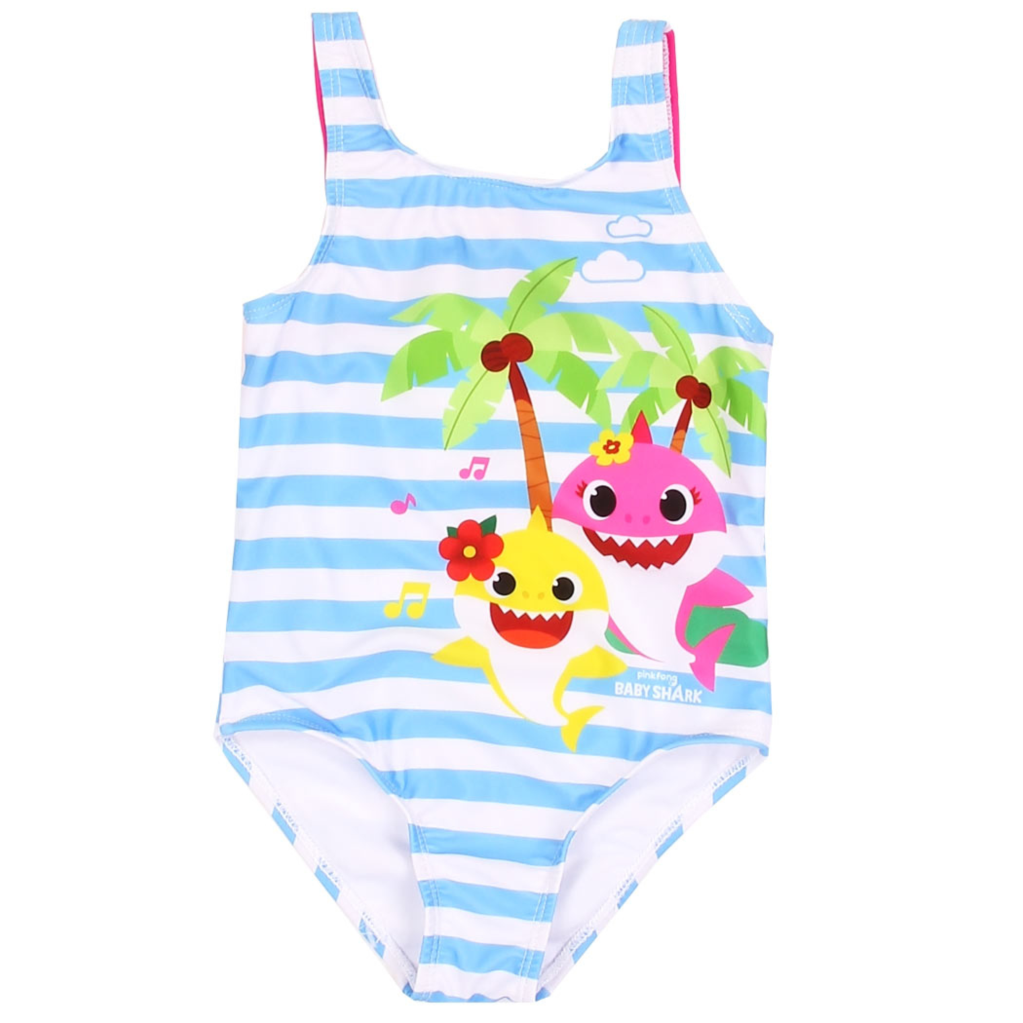 Baby Shark Striped One Piece Toddlers Swimsuit