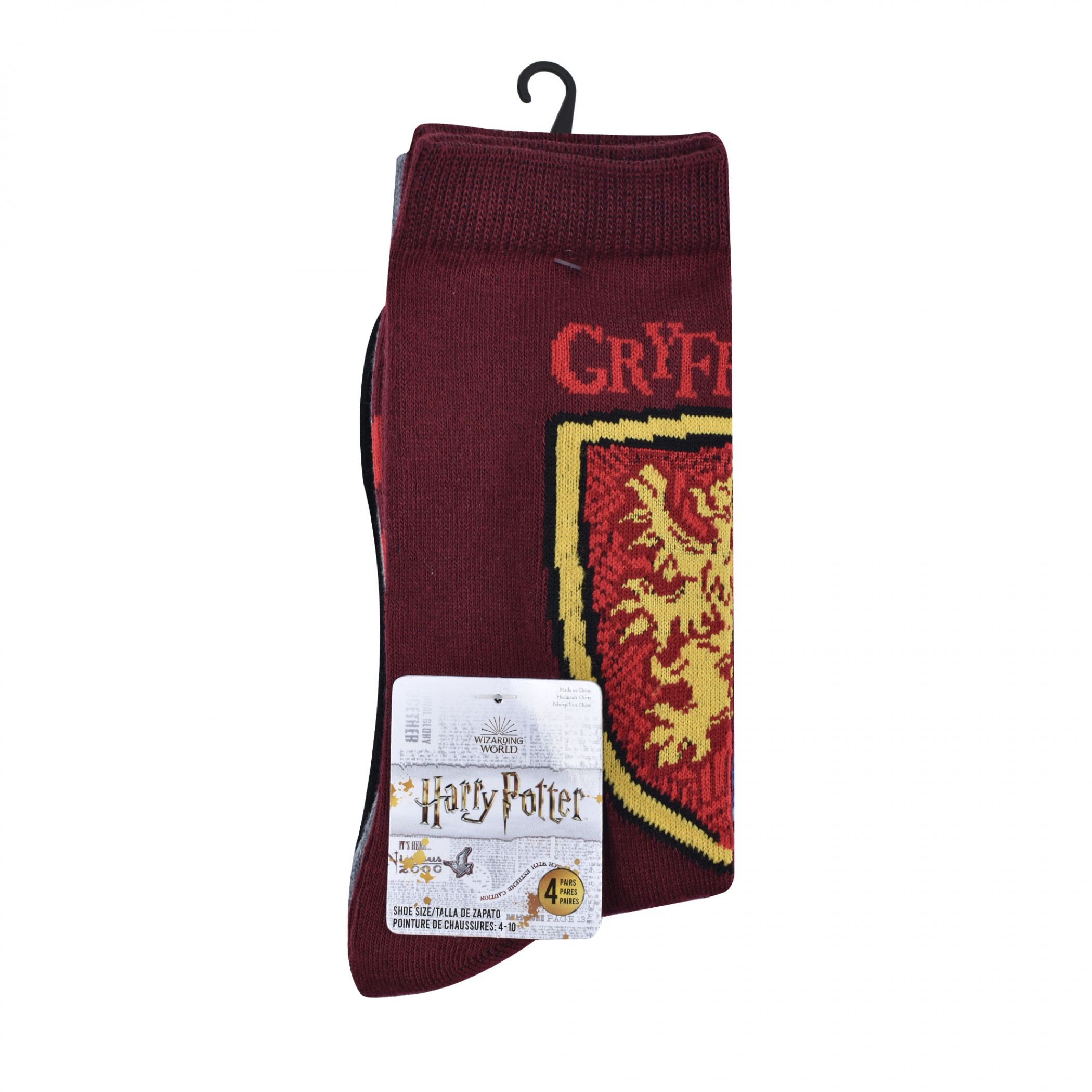 Harry Potter Hogwarts All House Crests Women's 4-Pack Crew Socks