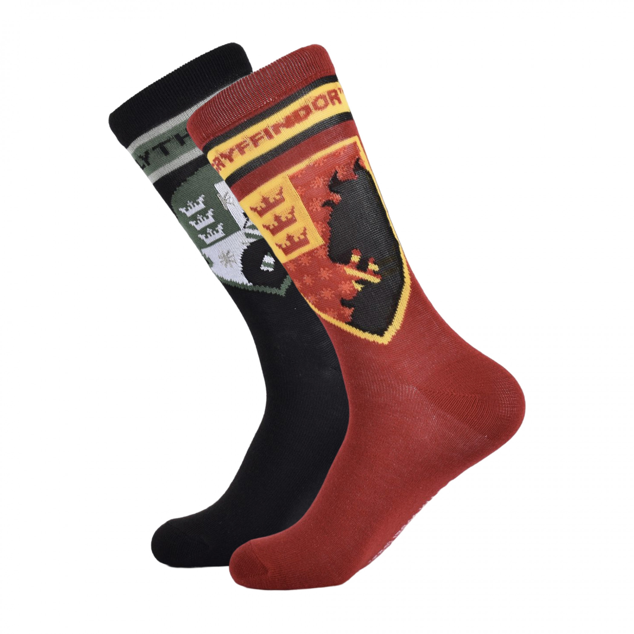 Harry Potter Gryffindor and Slytherin House Crew Socks Boxed Set 2-Pairs