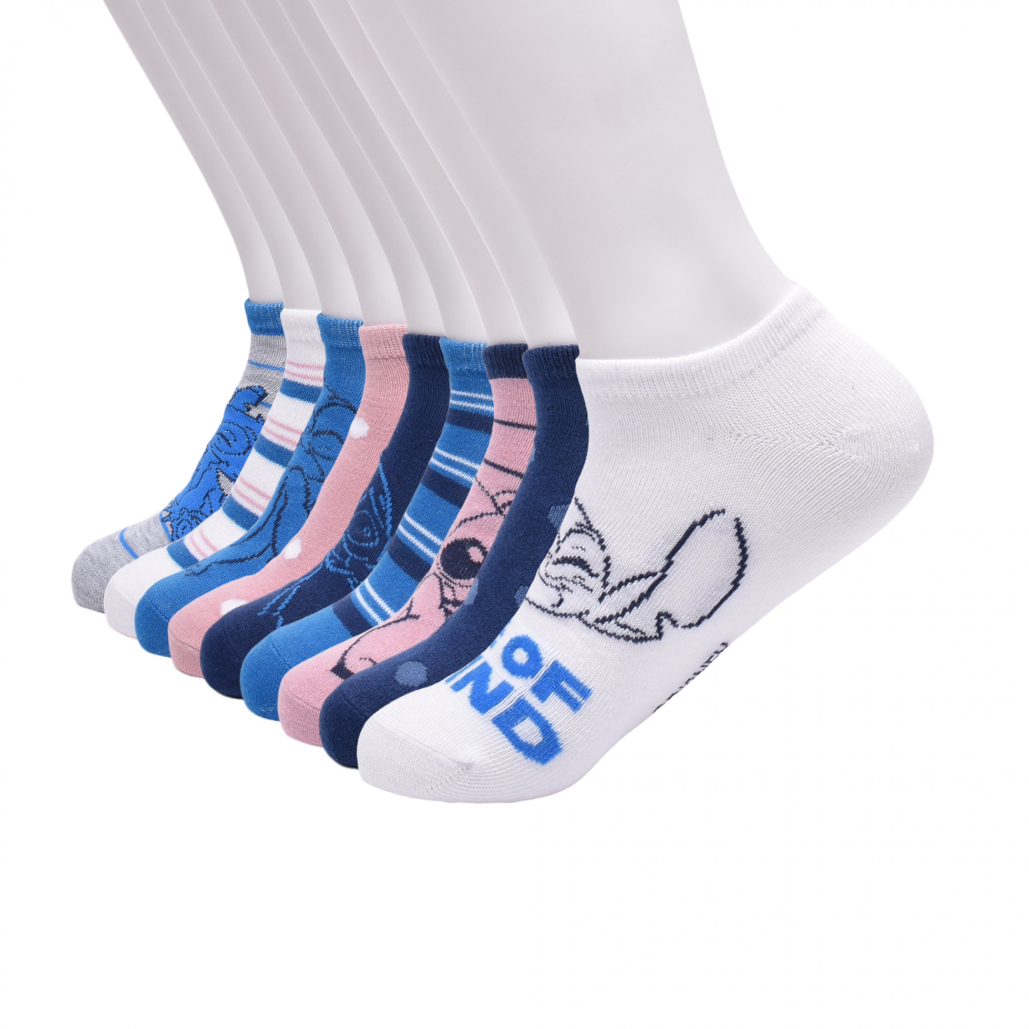 Lilo and Stitch Pastel 9-Pair No-Show Socks