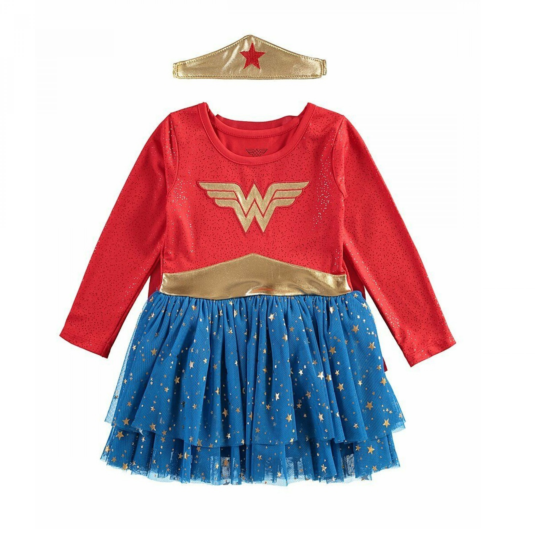 Wonder Woman Dress Up Dress with Cape and Tiara Headband