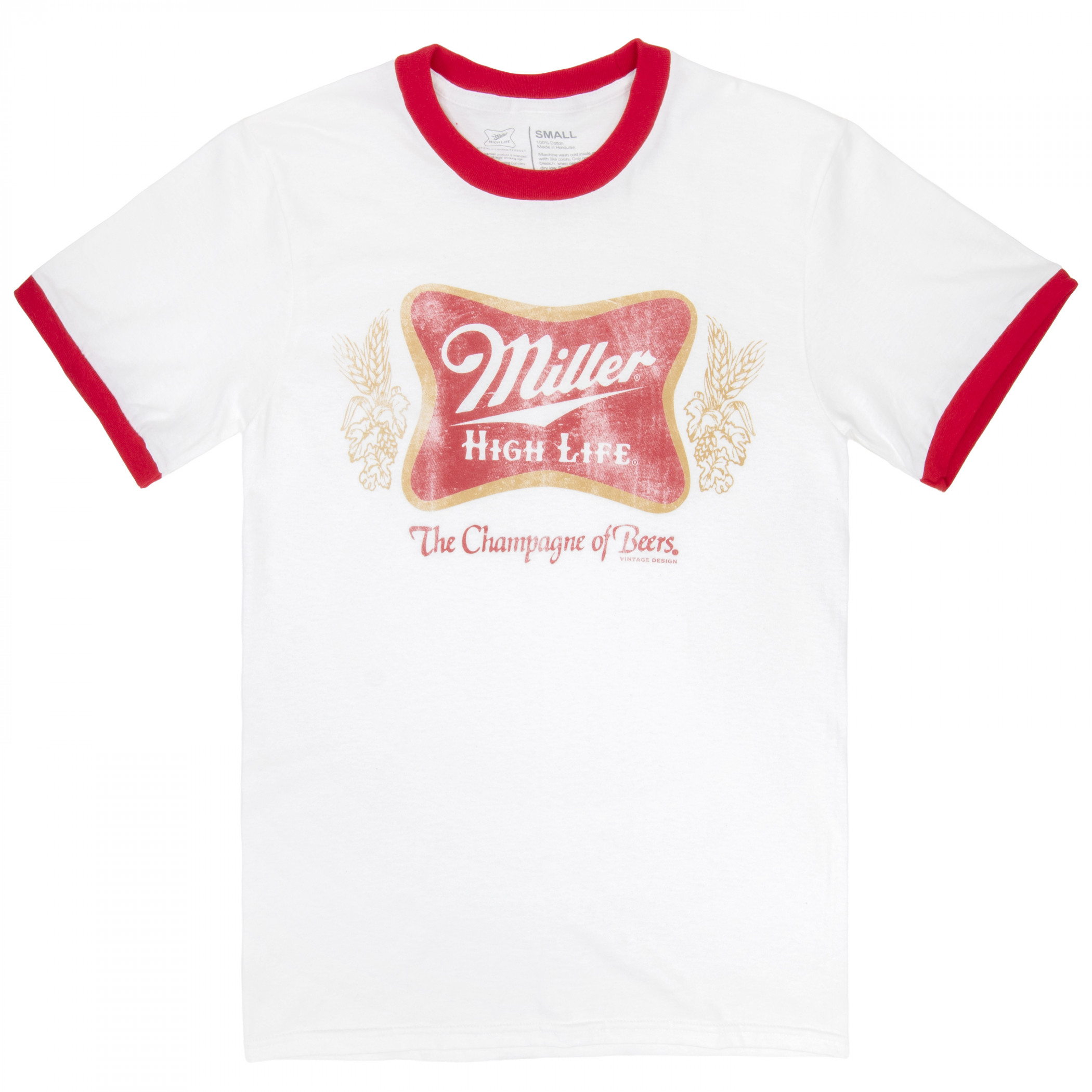 Miller High Life Logo White And Red Ringer Tee Shirt - WearYourBeer