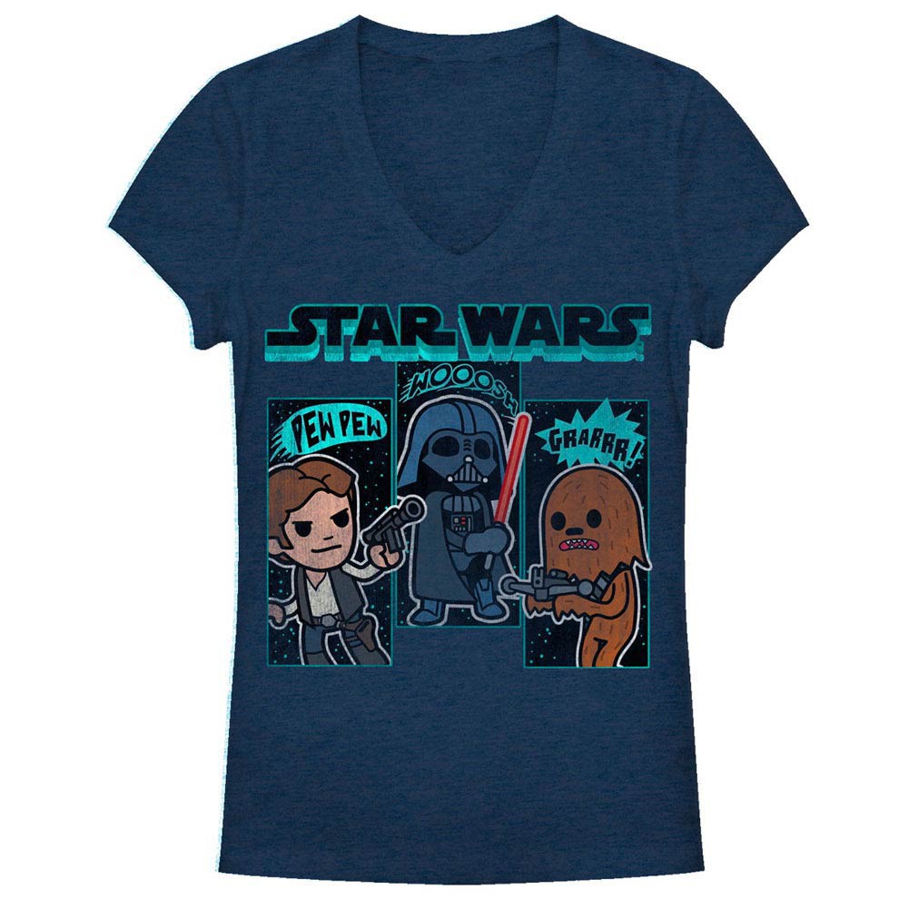 Star Wars Sound Effects Blue Juniors V Neck T-Shirt