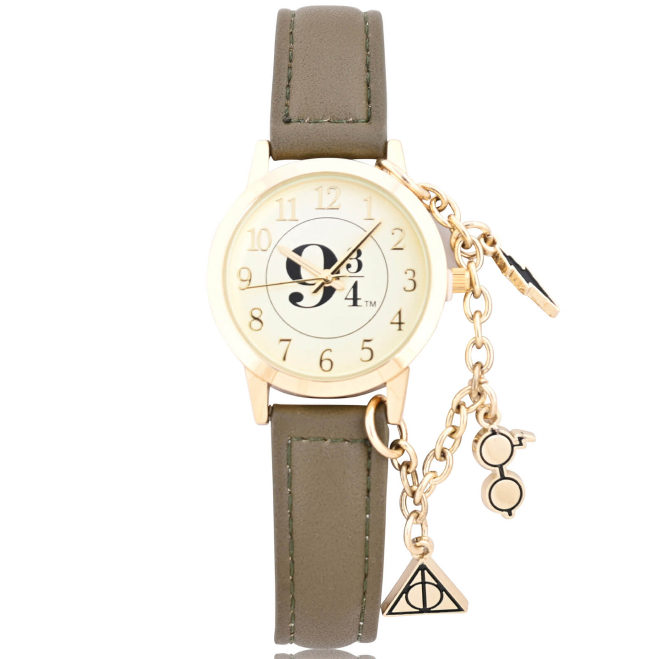 Harry Potter 9 3/4 Watch with Symbol Charms and Faux Leather Band