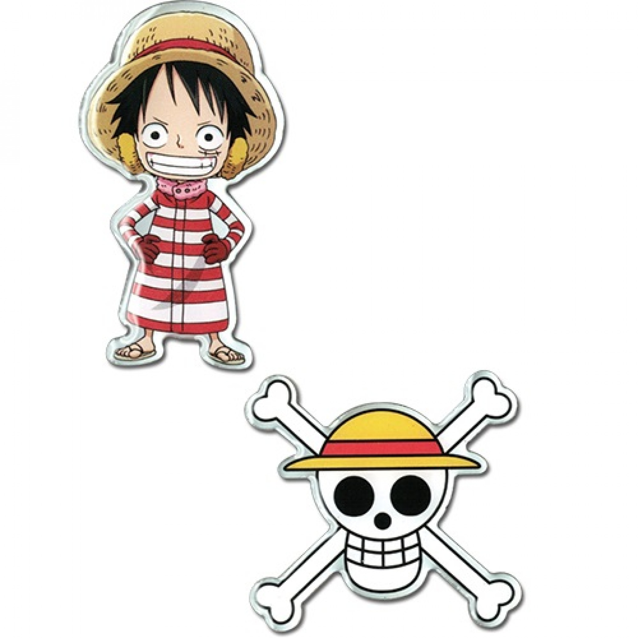 One Piece Luffy and Luffy Skull Pin Set