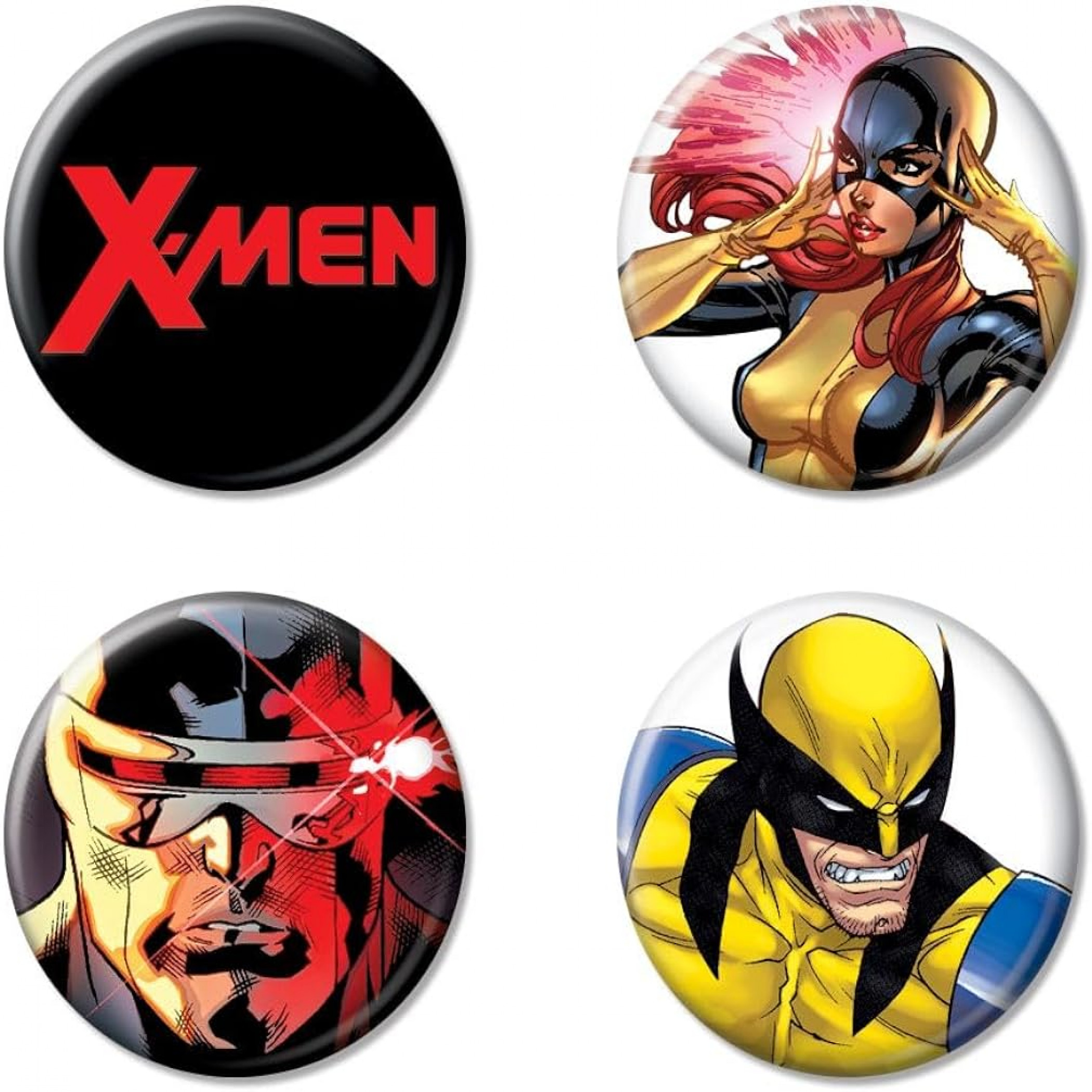 X-Men Jean Grey Cyclops and Wolverine 4-Pack Button Set