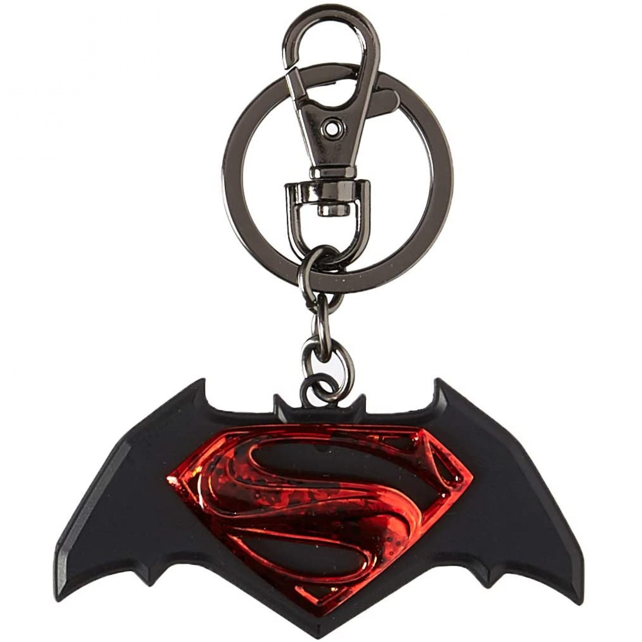 Batman v Superman Stacked Symbol Pewter Keychain
