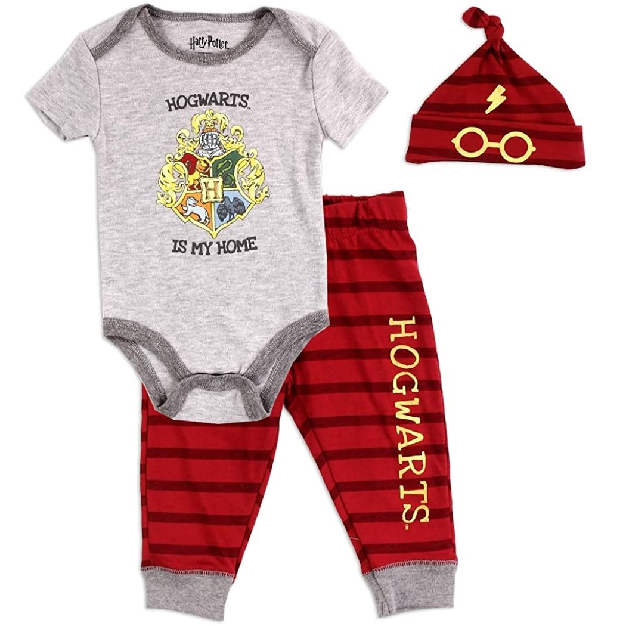 Harry Potter Hogwarts 3 Piece Bodysuit Set With Cap