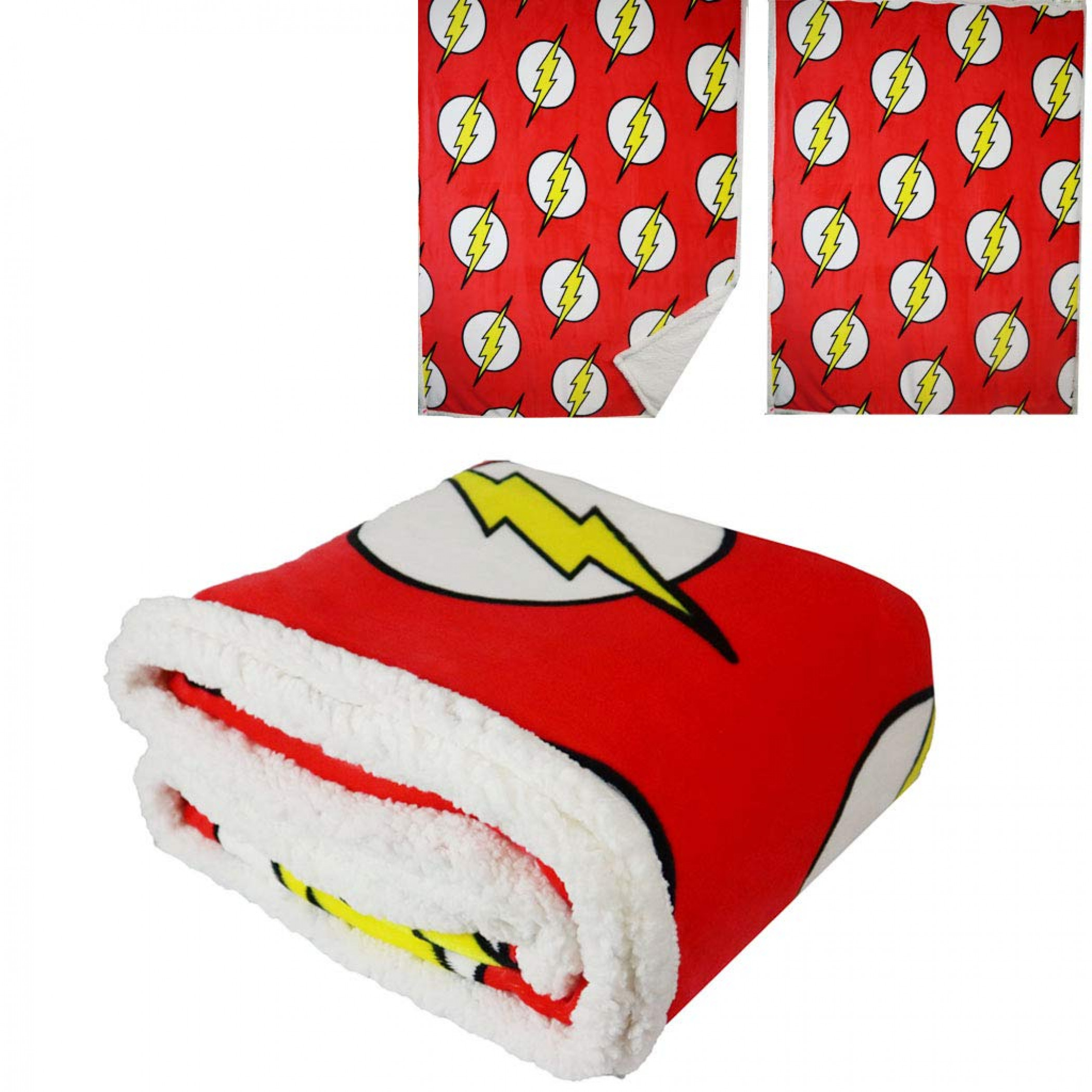 DC Comics Flash Symbol All Over Thick Micro Sherpa Throw Blanket
