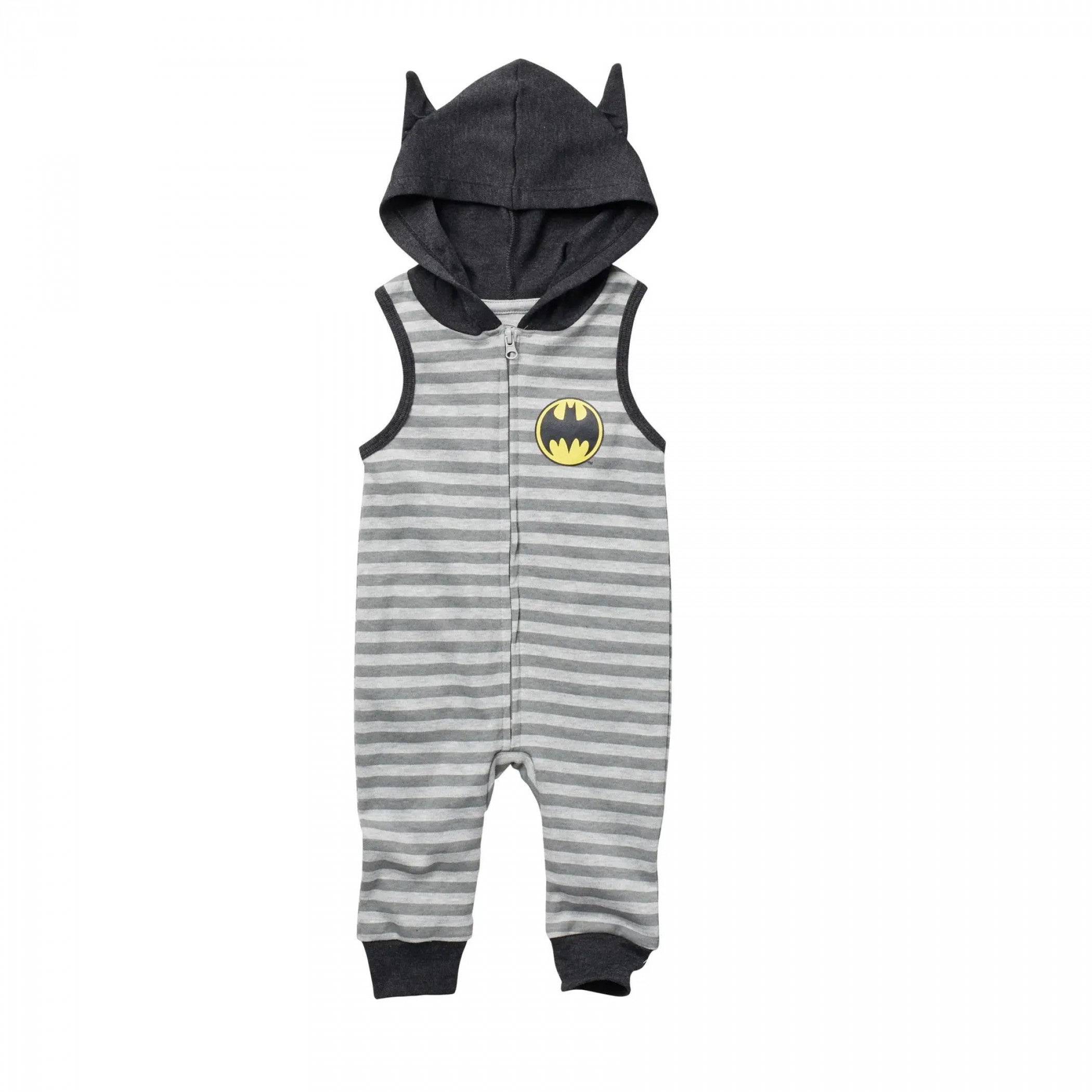 Batman Striped Sleeveless Romper With Hood