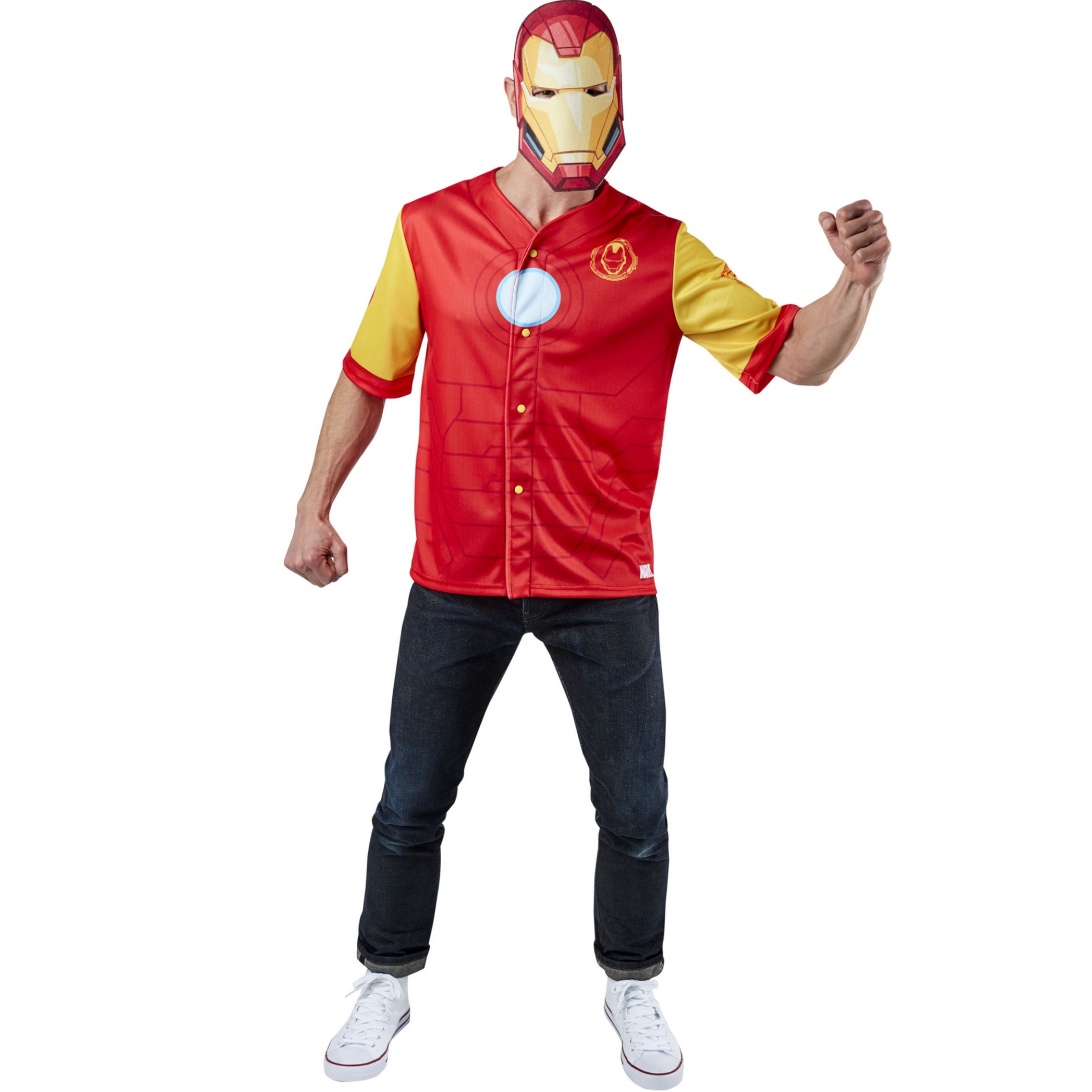 Iron Man Men's Baseball Jersey Top and Mask