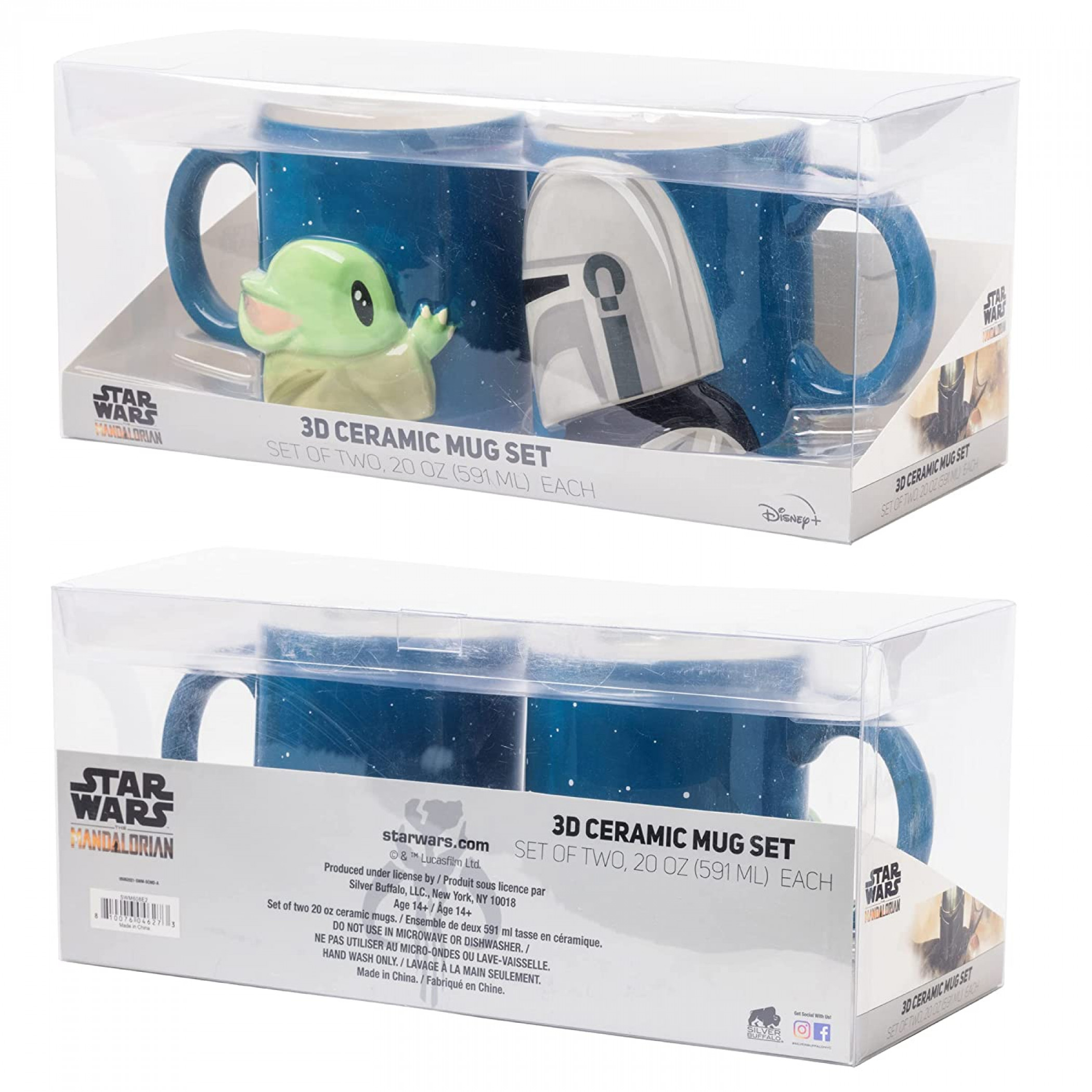 Star Wars The Mandalorian Grogu & Dinn Djarin 2PK 3D Ceramic Mug Set
