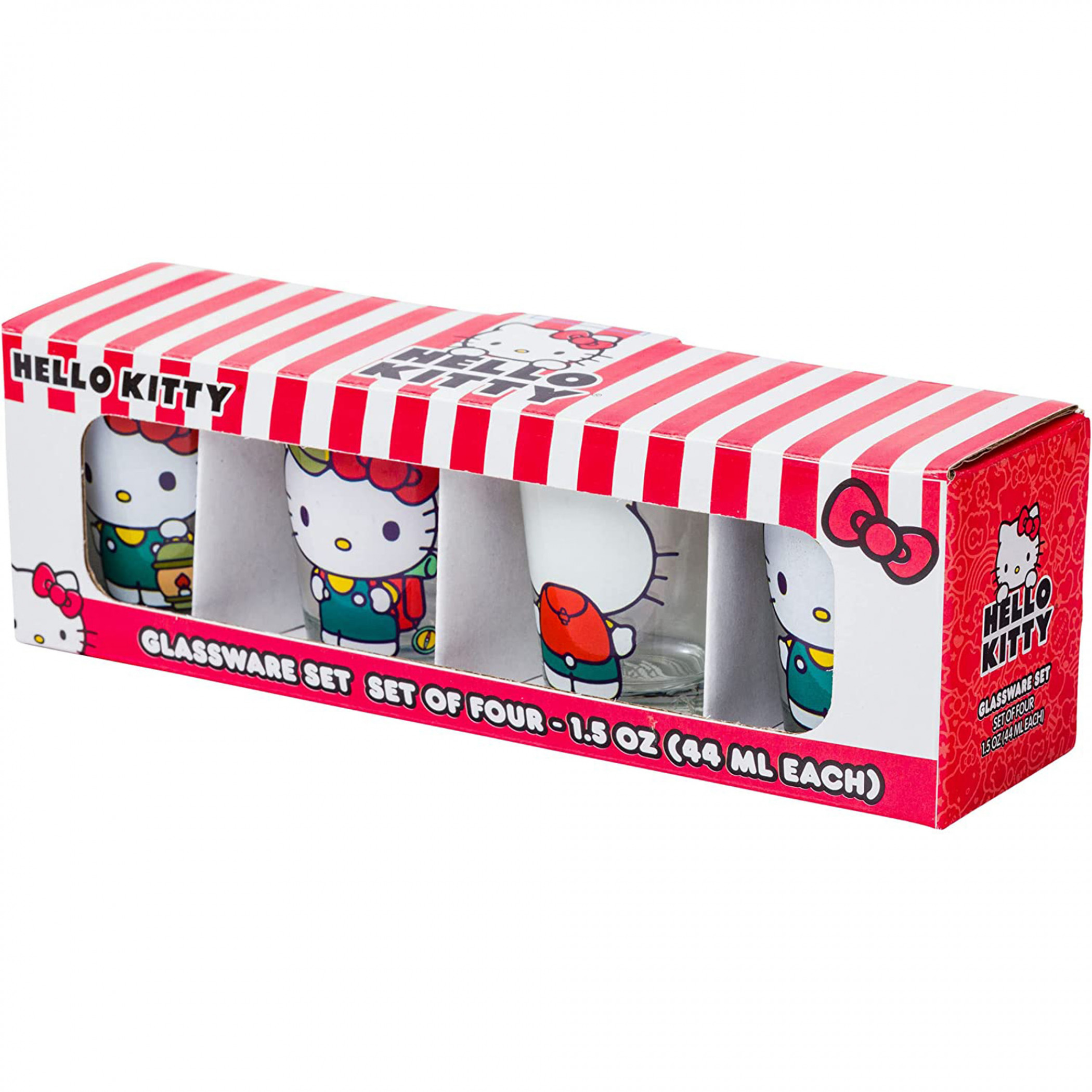 Hello Kitty 4-Pack Shot Glass Set Clear 