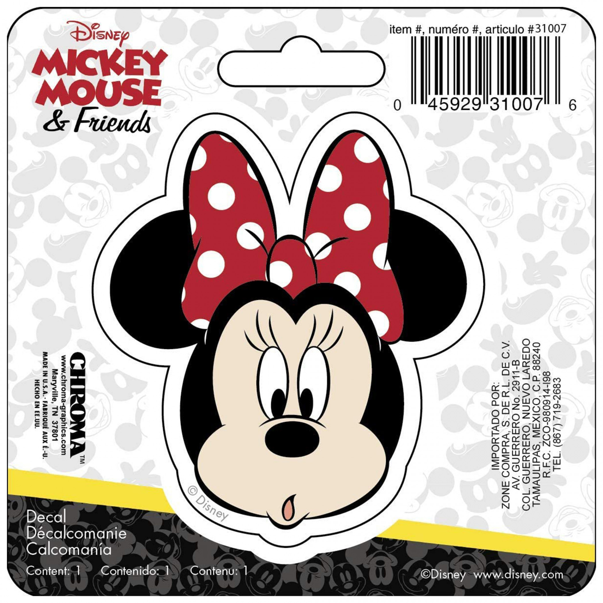 Disney Minnie Mouse Surprised Vinyl Car Emblem