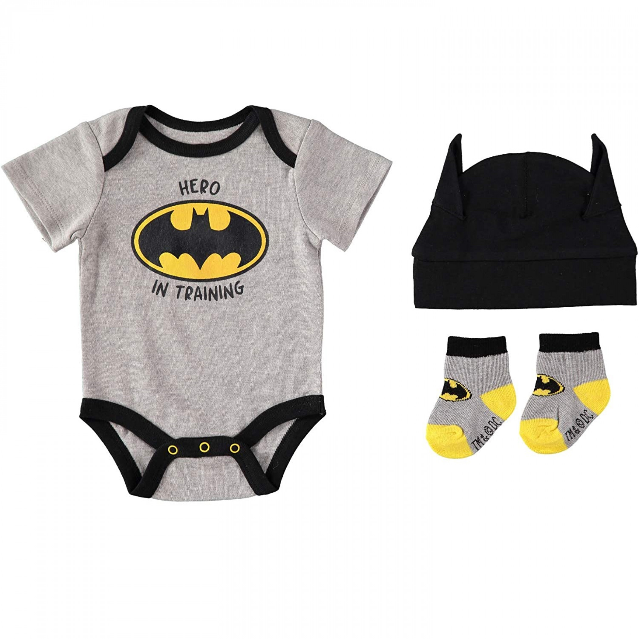 Batman "Hero In Training" 3-Piece Bodysuit Set