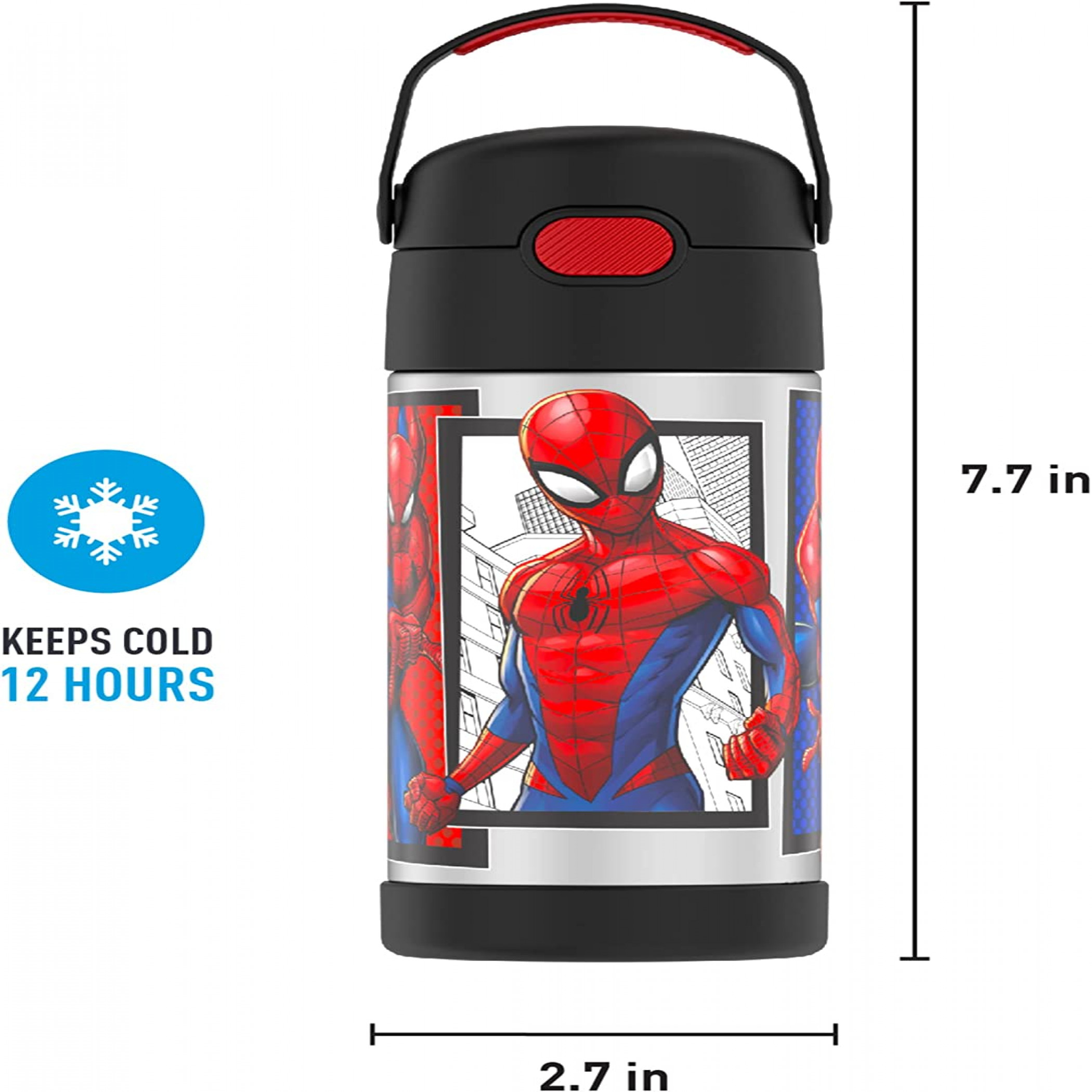 Marvel Comics Spider-Man Character Frames Stainless Steel 12oz Thermos Funtainer