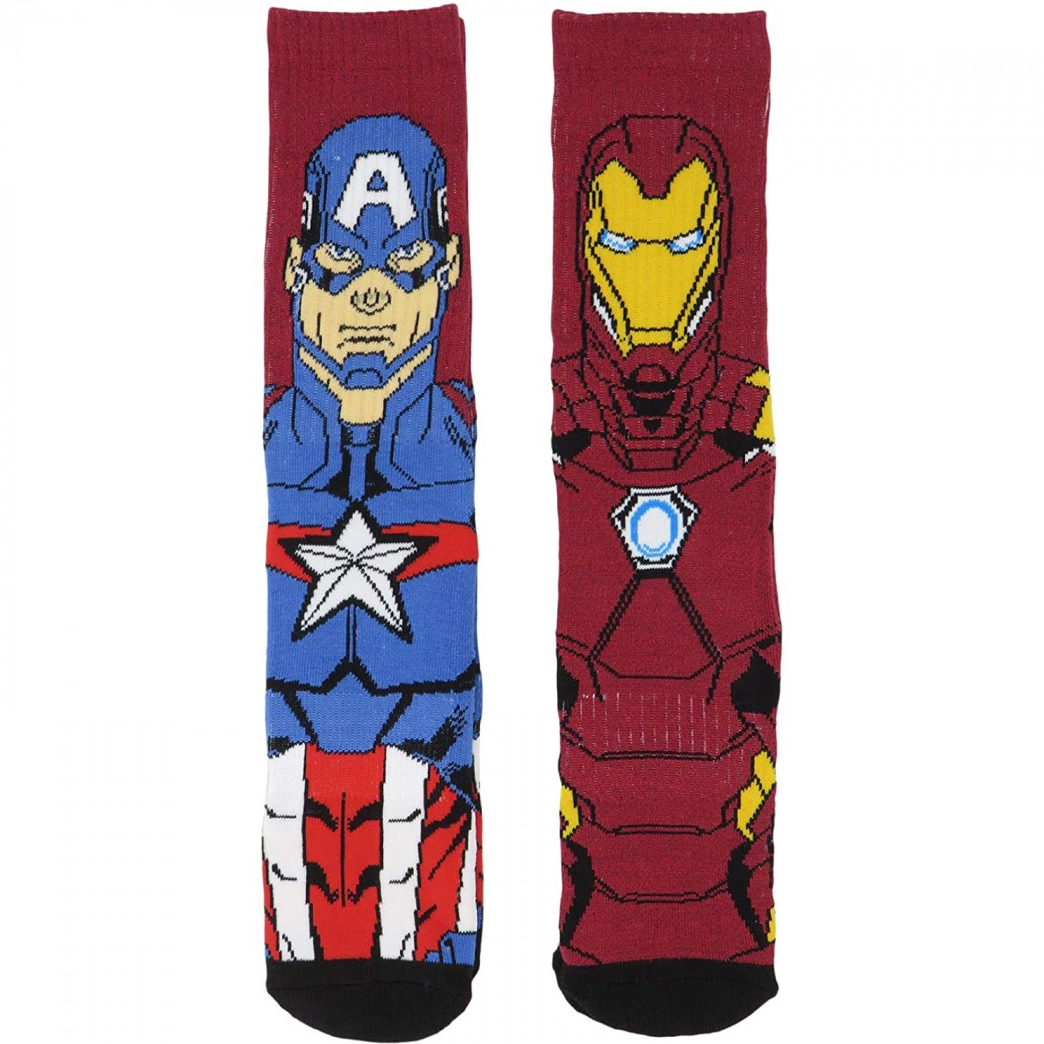 Captain America and Iron Man Character Image 2-Pair Pack of Athletic Socks