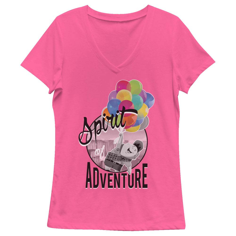 Disney Pixar Up Spirit Of Adventure Pink Juniors V Neck T