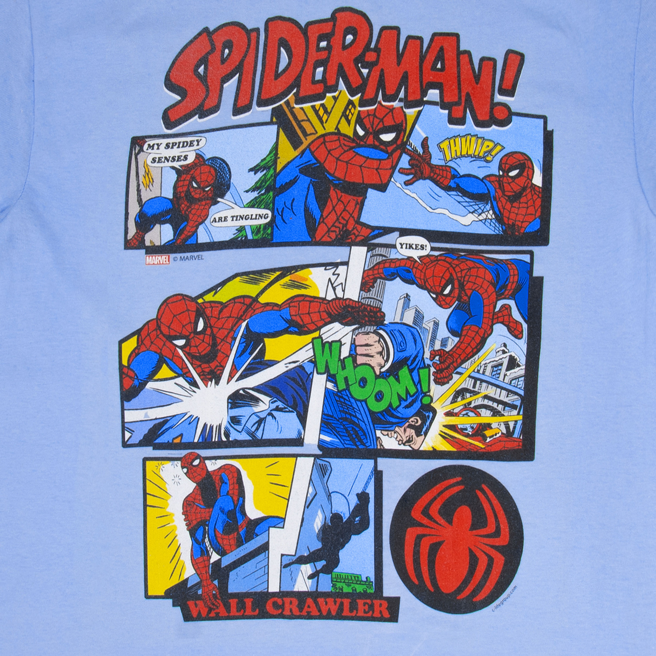 Spider-Man Comic Panels Blue T-Shirt - SuperHeroStuff